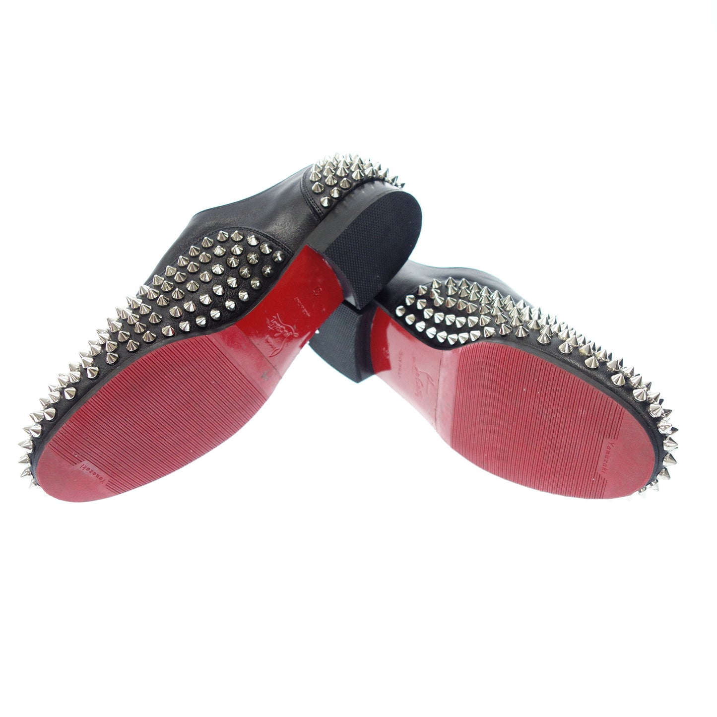 クリスチャンルブタン レザーシューズ スパイクスタッズ LACE 554 SPIKES FLAT レディース 37 黒 Christian Louboutin【AFD1】【中古】