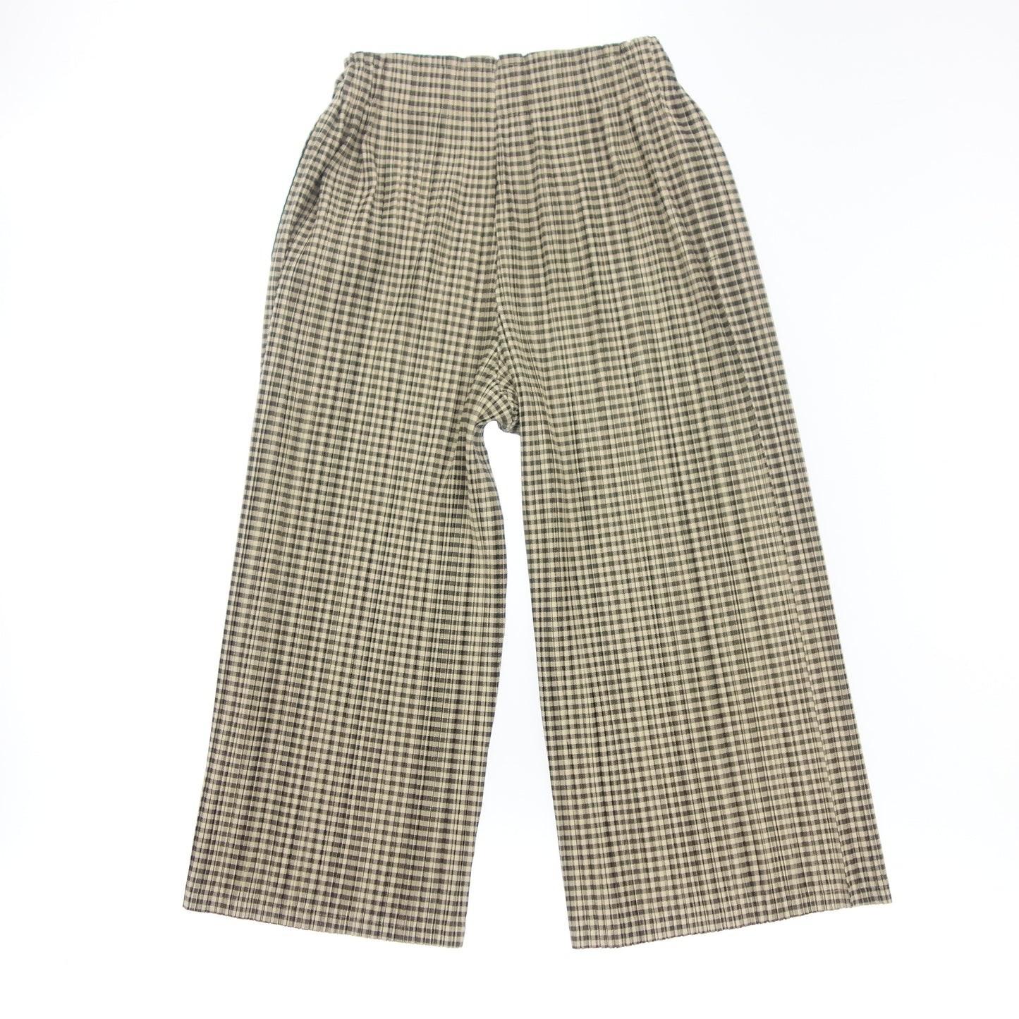 美品◆プリーツプリーズ イッセイミヤケ イージーパンツ PP81-JF594 チェック レディース 4 白×黒 PLEATS PLEASE ISSEY MIYAKE【AFB34】