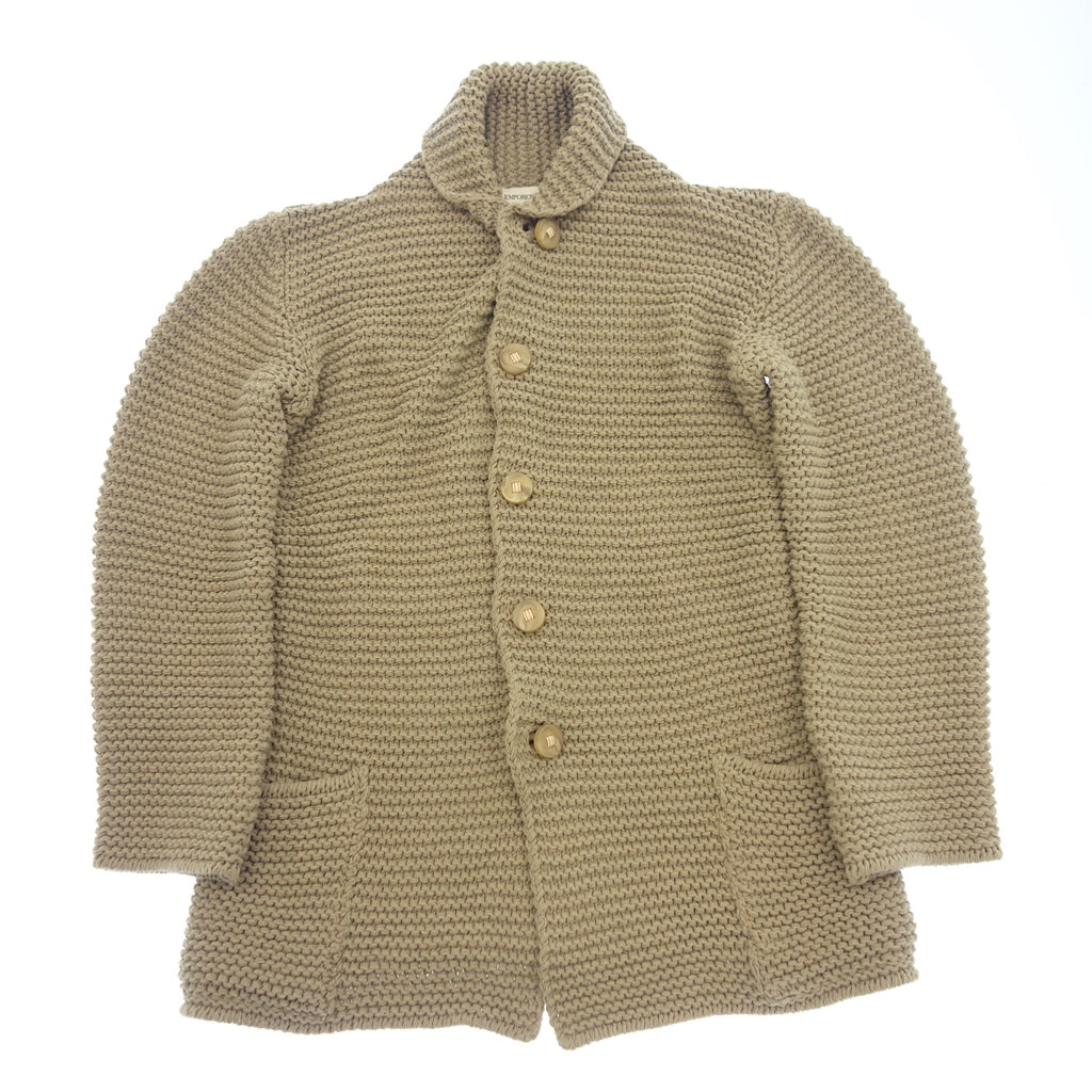 美品◆エンポリオアルマーニ カーディガン ショール デザイン コットン混 メンズ ブラウン系 サイズ48 EMPORIO ARMANI【AFB10】