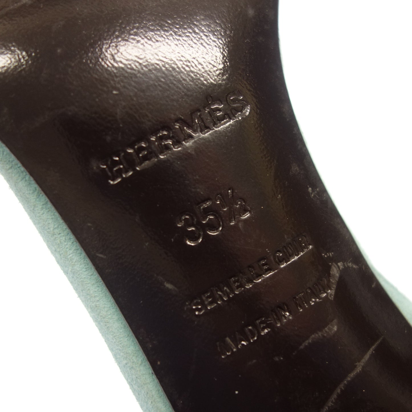 エルメス ヒールパンプス ミュール スエード レディース 35.5 水色 HERMES【AFC17】【中古】
