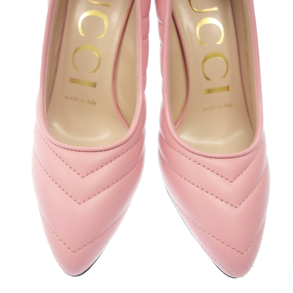 新品同様◆グッチ パンプス ハイヒール GGマーモント マトラッセ レディース 35 ピンク GUCCI【AFD12】