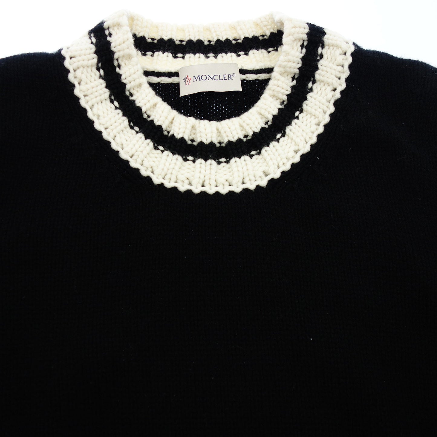 モンクレール セーター トリコロール ジャガード S レディース ブラック MONCLER TRICOT GIROCOLLO【AFB46】【中古】