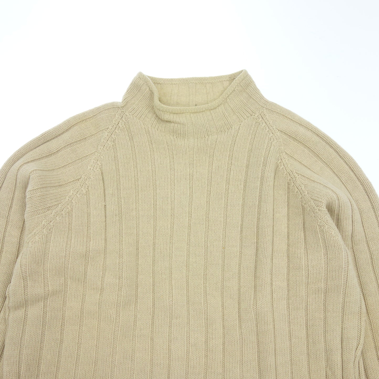 エルメス ウール ニットセーター ハイネック メンズ S ベージュ HERMES【AFB18】【中古】