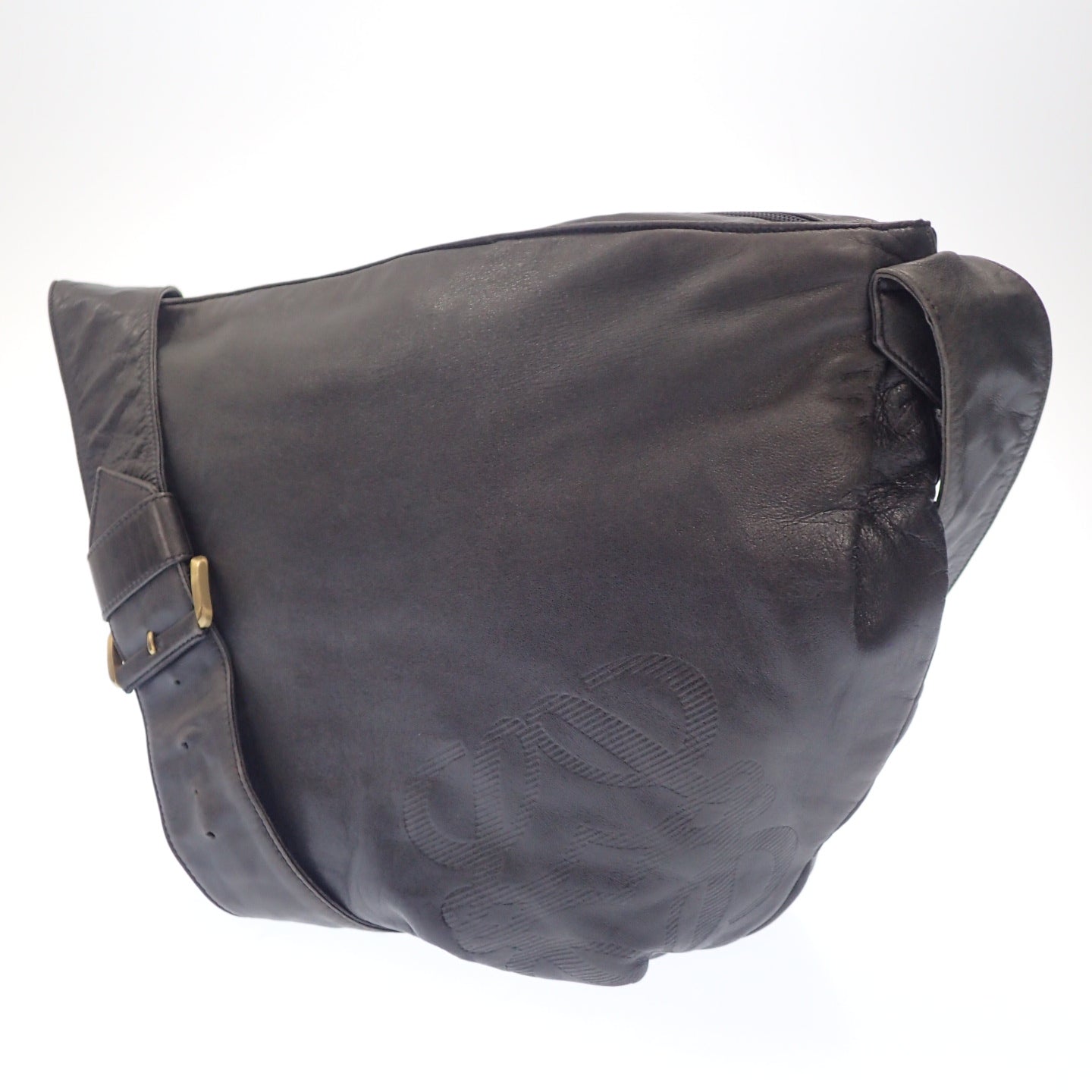 中古◆ロエベ ショルダーバッグ アナグラム ナッパレザー ゴールド金具 LOEWE【AFE5】