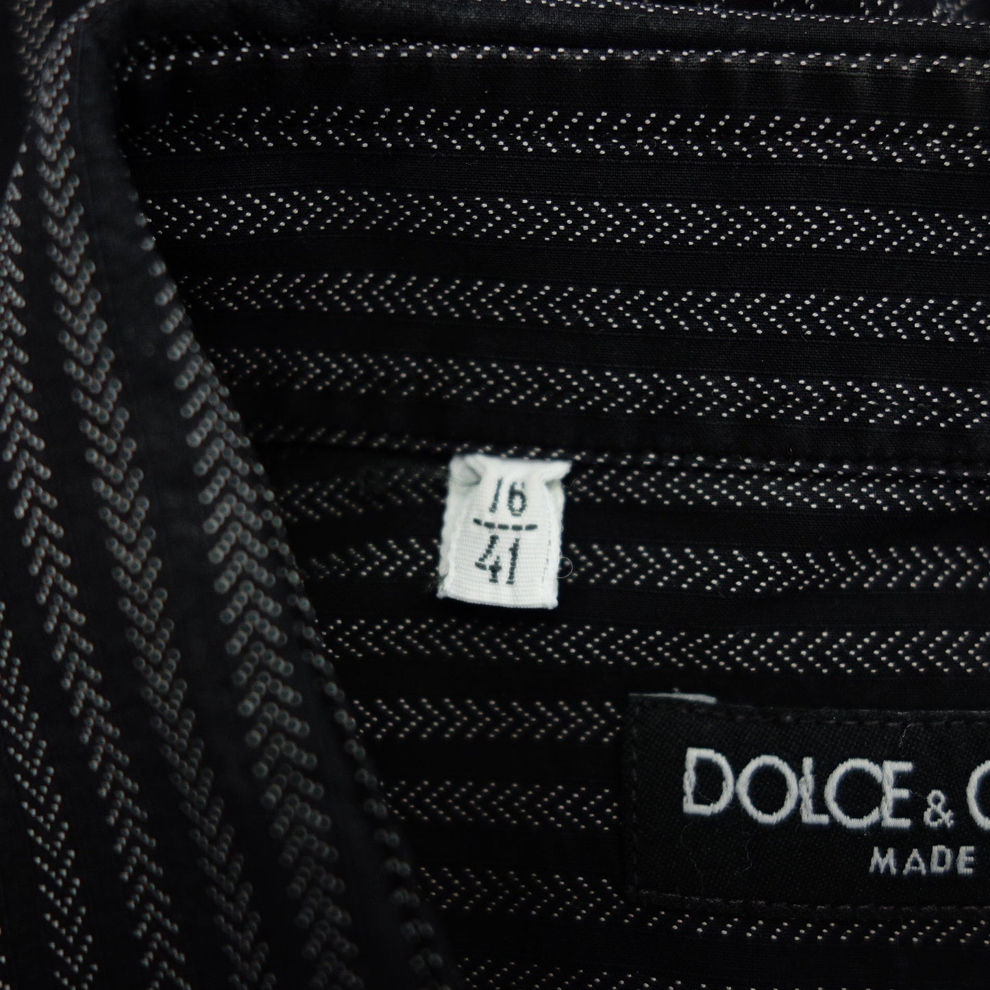 美品◆ドルチェ&ガッバーナ 長袖シャツ ストライプ メンズ ブラック系 サイズ41 DOLCE&GABBANA【AFB29】
