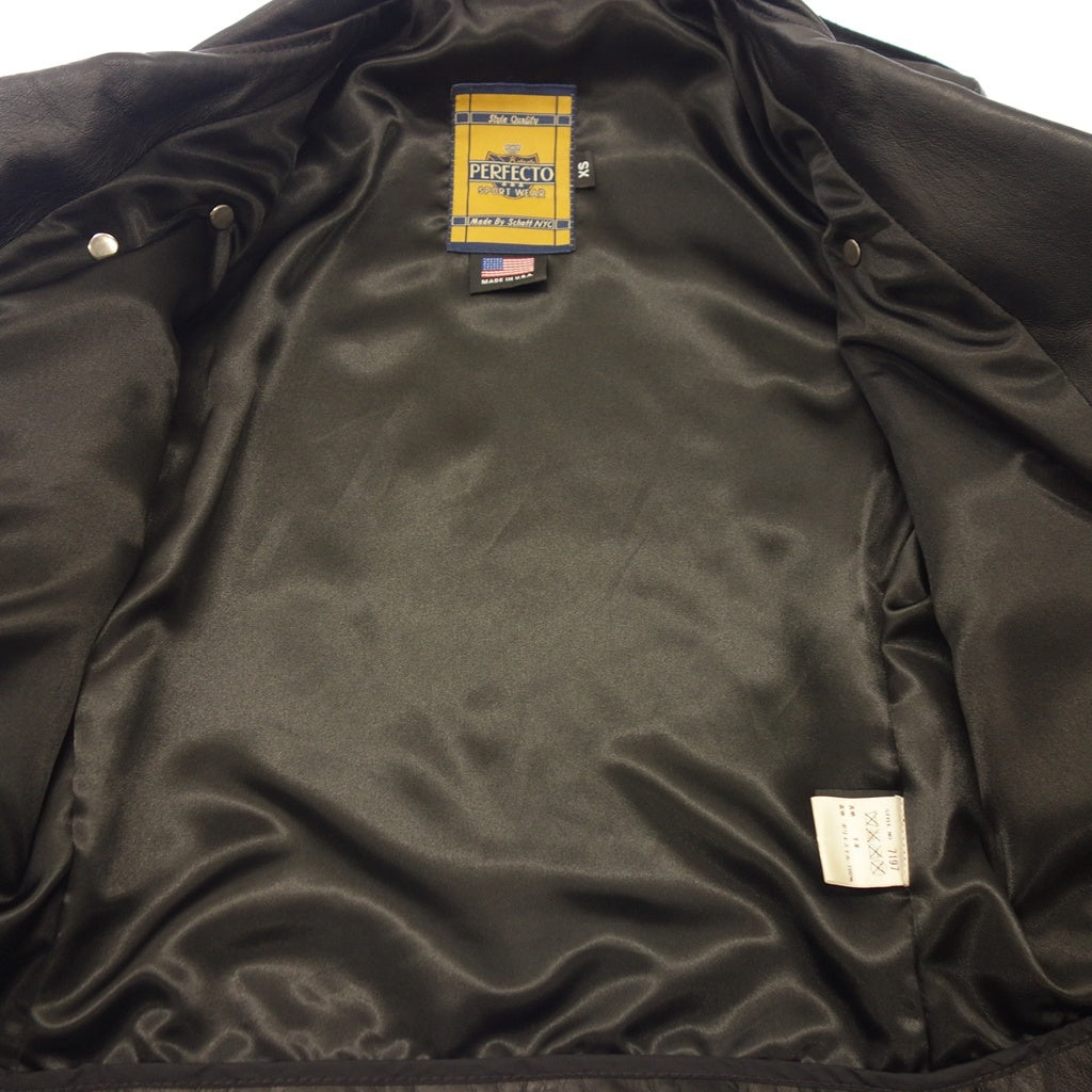 美品◆ヨウジヤマモト × ショット ライダースジャケット レザー レディース サイズXS ブラック Yohji yamamoto × Schott【AFG1】