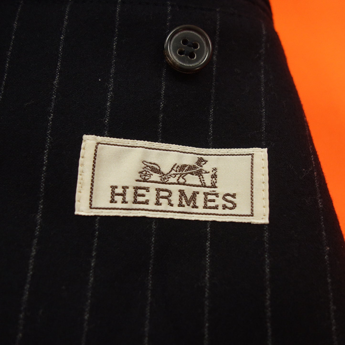 極美品◆エルメス 2Bジャケット ストライプ メンズ サイズ50 ブラック HERMES【AFA4】