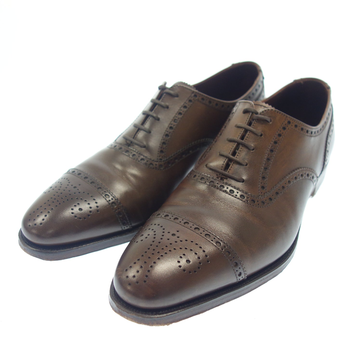 二手 ◆Crockett & Jones 半布洛克鞋考文垂皮革男式棕色尺寸 UK8E CROCKETT&JONES COVENTRY