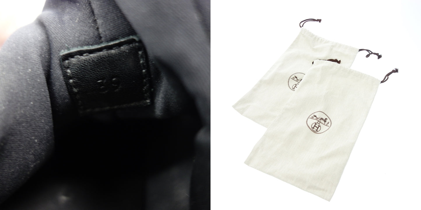 エルメス レザースニーカー プレイヤー トワルテクニック ユニセックス ブラック 39 HERMES【AFC34】【中古】