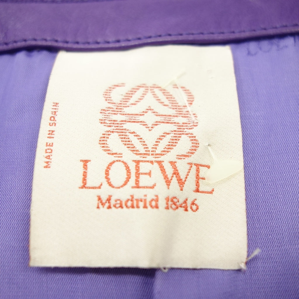中古◆ロエベ コート ノーカラー レザー ヴィンテージ レディース サイズ38 パープル LOEWE【AFG1】