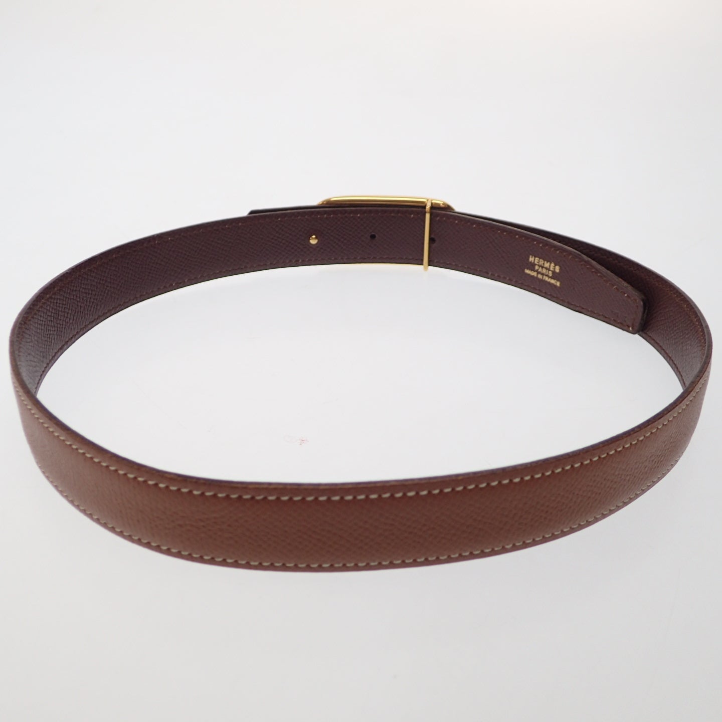 美品◆エルメス レザーベルト ゴールド金具 リバーシブル HERMES【AFI16】