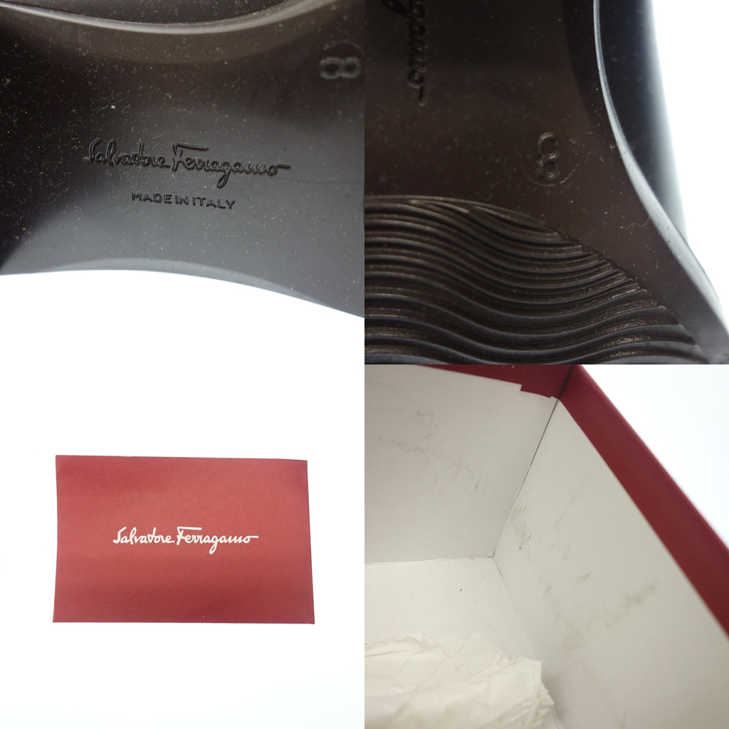中古◆サルヴァトーレ フェラガモ レインブーツ レディース ブラック サイズ8 Salvatore Ferragamo【AFD9】