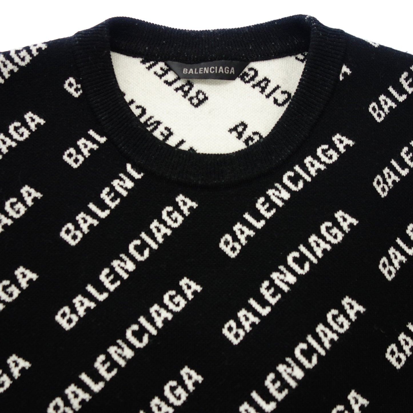 バレンシアガ ニットセーター ロゴ プルオーバー 719605 レディース ブラック M BALENCIAGA【AFB29】【中古】