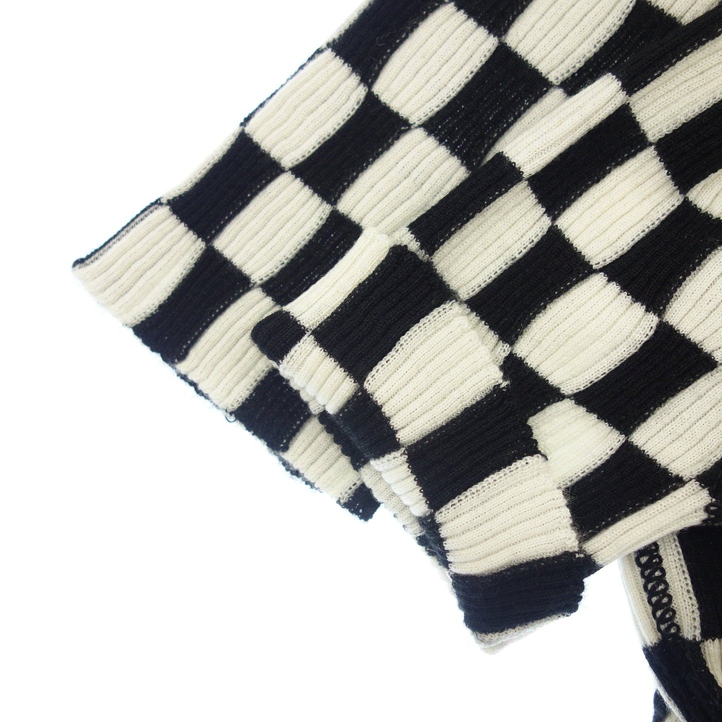 美品◆クリスチャンディオール 半袖ニットポロシャツ カシミヤ×シルク 154S16AM107 レディース ホワイト×ブラック サイズ34 Christian Dior【AFB35】