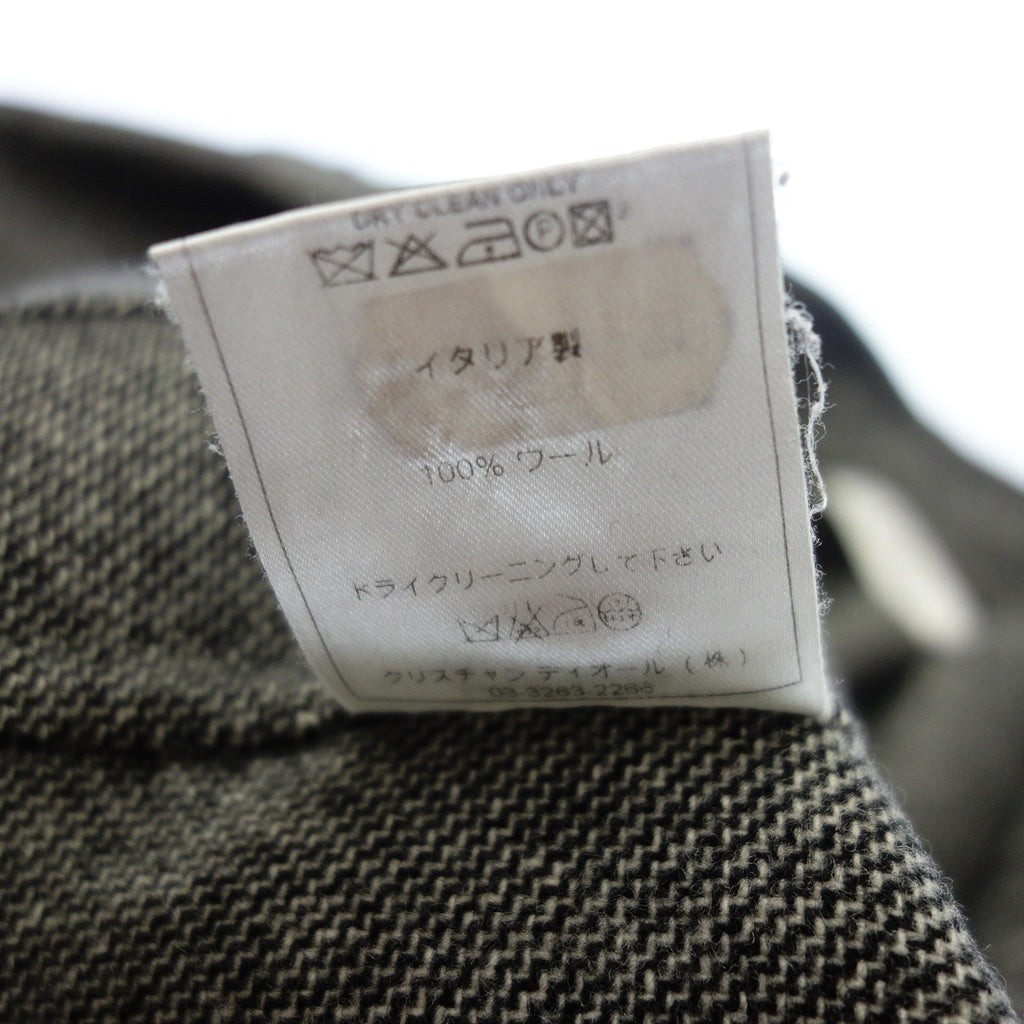 美品◆クリスチャン ディオール ノーカラージャケット ウール レディース グレー サイズ36 Christian Dior【AFB12】