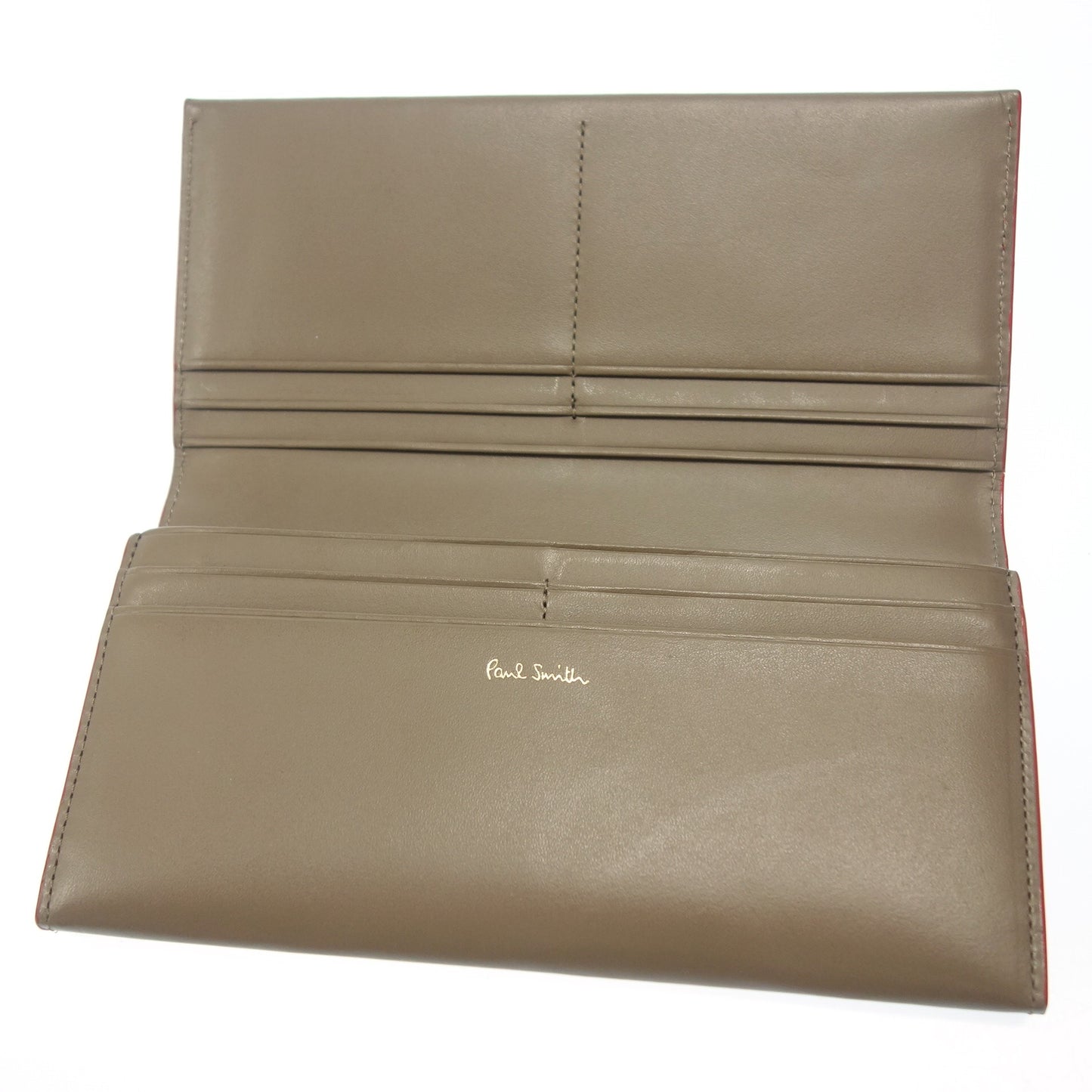 ポールスミス 二つ折り長財布 サフィアーノ P105 赤 箱付き Paul Smith【AFI18】【中古】