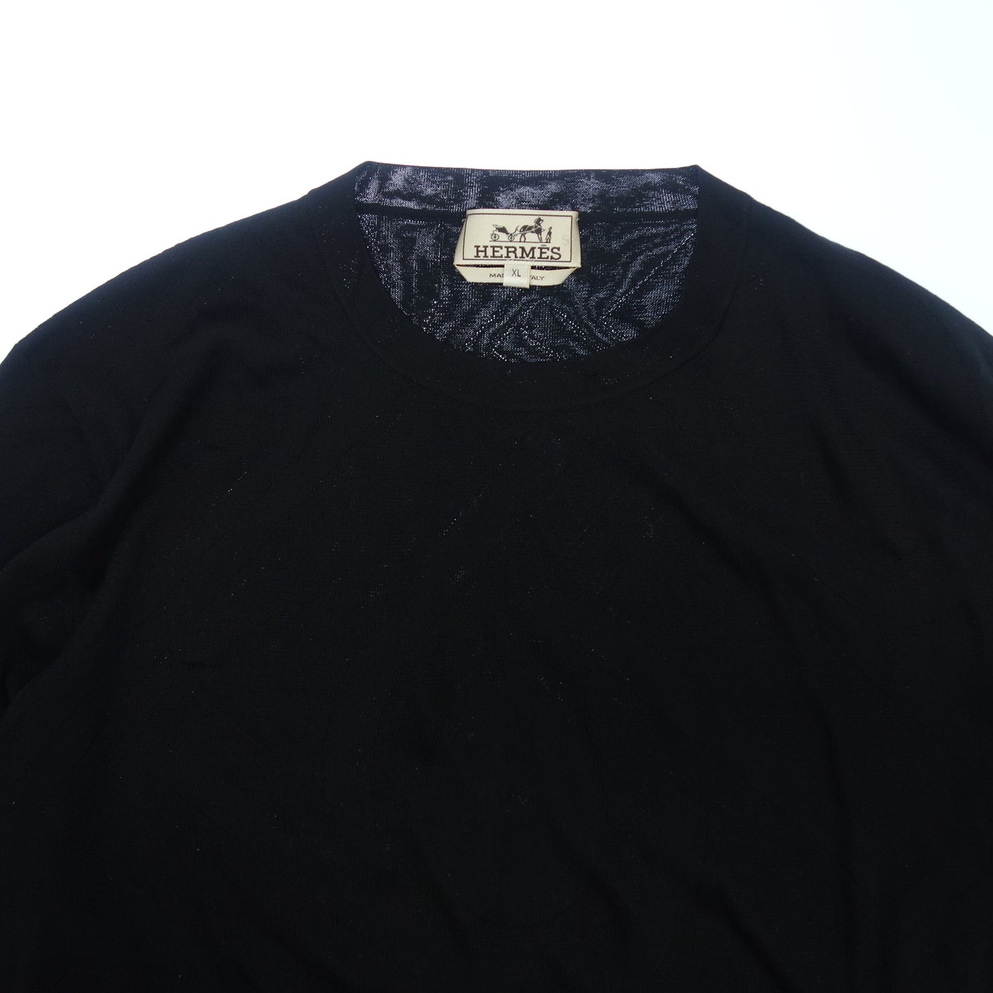 エルメス ニットセーター シルク 総柄 メンズ XL 黒 HERMES【AFB16】【中古】