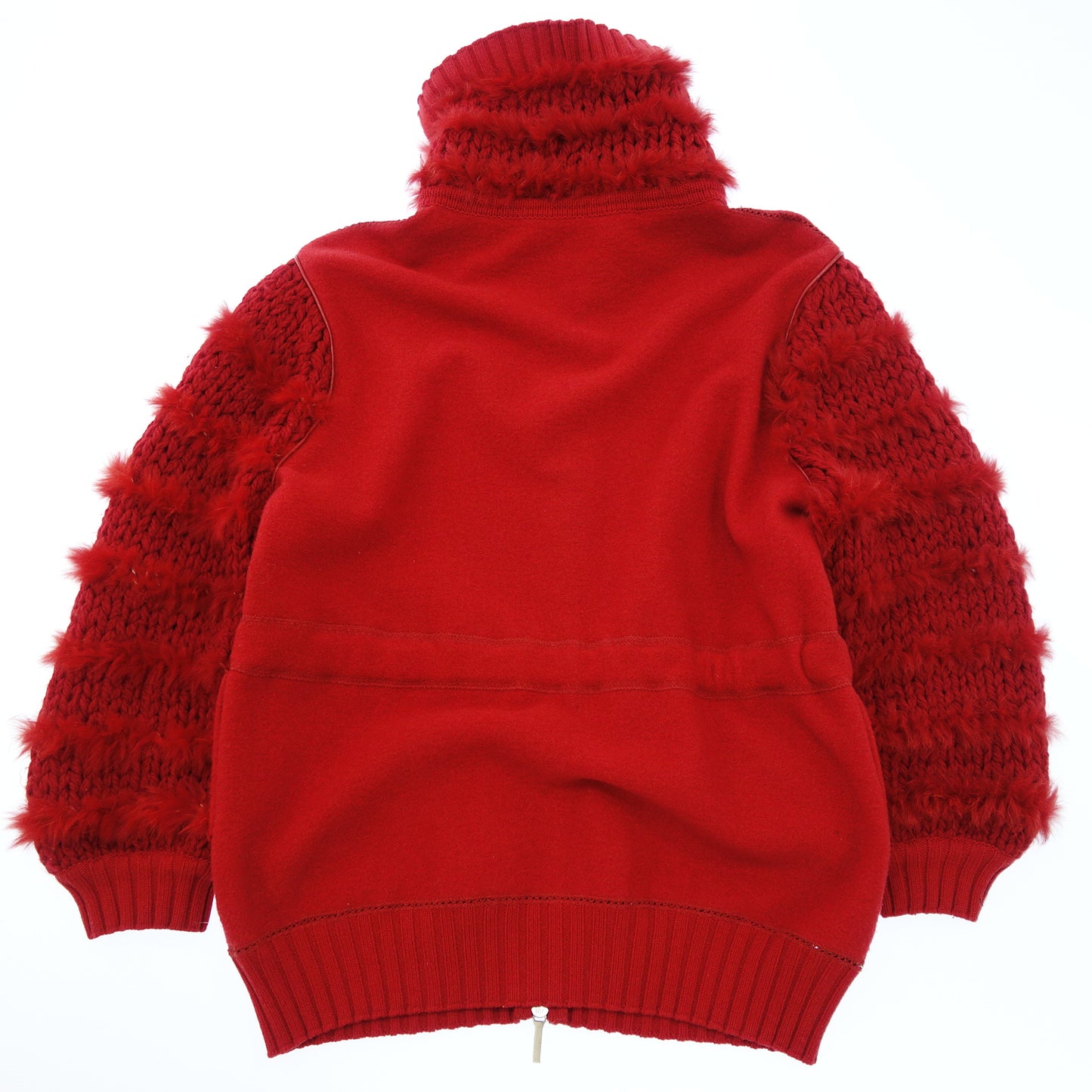 クリスチャンディオール ニットカーディガン ジップアップ ラビットファー レディース レッド 38 Christian Dior【AFA11】【中古】