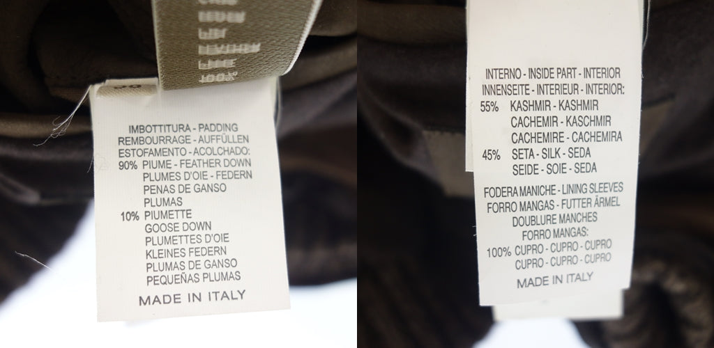 極美品◆エルメネジルド ゼニア ダウンジャケット ヌバックレザー メンズ サイズ56 ブラウン系 Ermenegildo Zegna【AFA24】