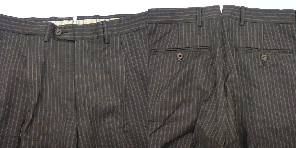 美品◆エルメネジルドゼニア スーツ セットアップ TRAVELLER テーラード シングル ストライプ 3B メンズ グレー サイズ44 Ermenegildo Zegna【AFB7】