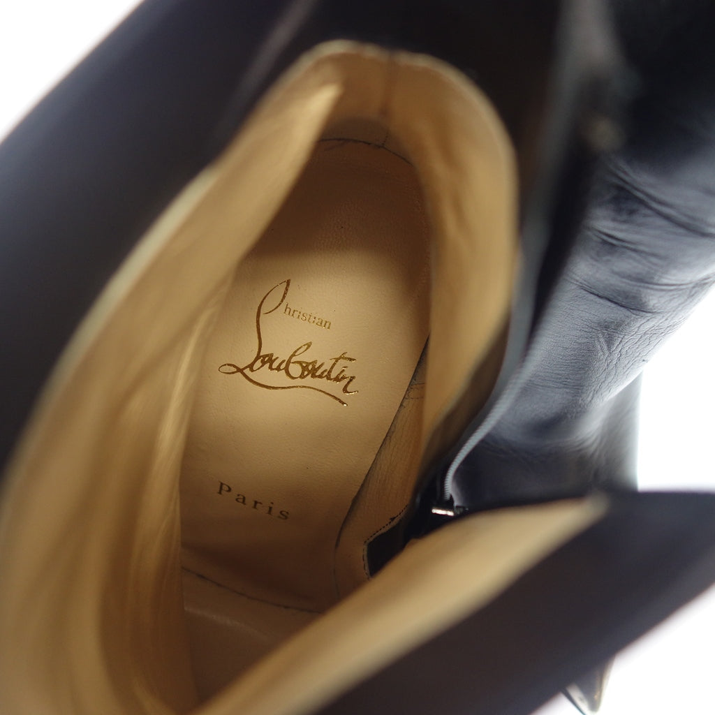 中古◆クリスチャンルブタン ポインテッドトゥ レザー ヒール ブーツ ブーティ レディース 35 ブラック系 Christian Louboutin【AFC3】