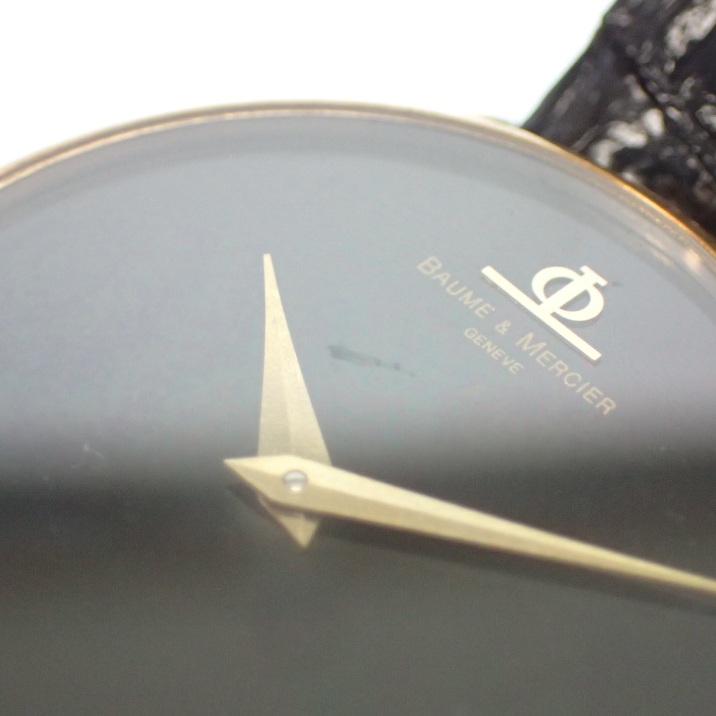 中古◆ボーム&メルシエ 腕時計 35110 手巻き 黒文字盤 レザーベルト BAUME&MERCIER【AFI12】