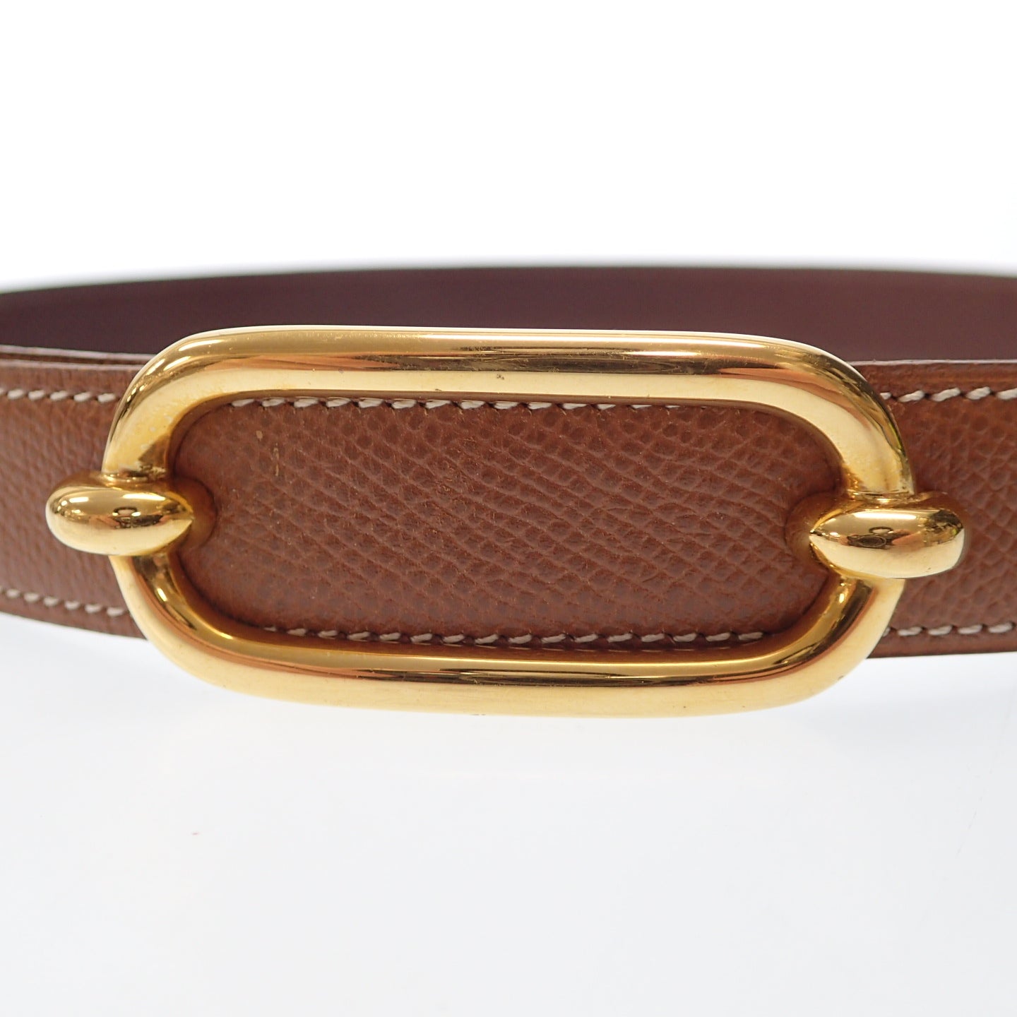 美品◆エルメス レザーベルト ゴールド金具 リバーシブル HERMES【AFI16】