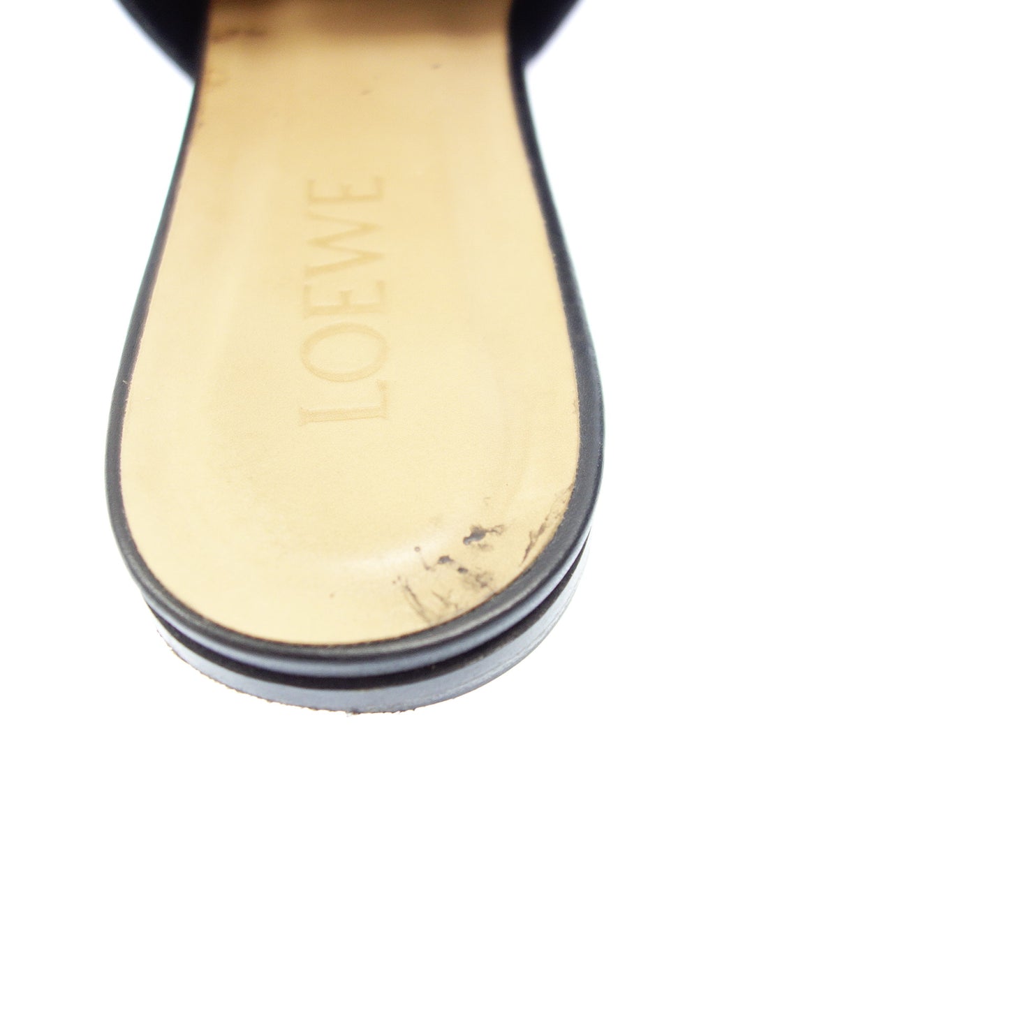 中古◆ロエベ レザーサンダル ミュール ゲート レディース 38 黒 LOEWE【AFC4】