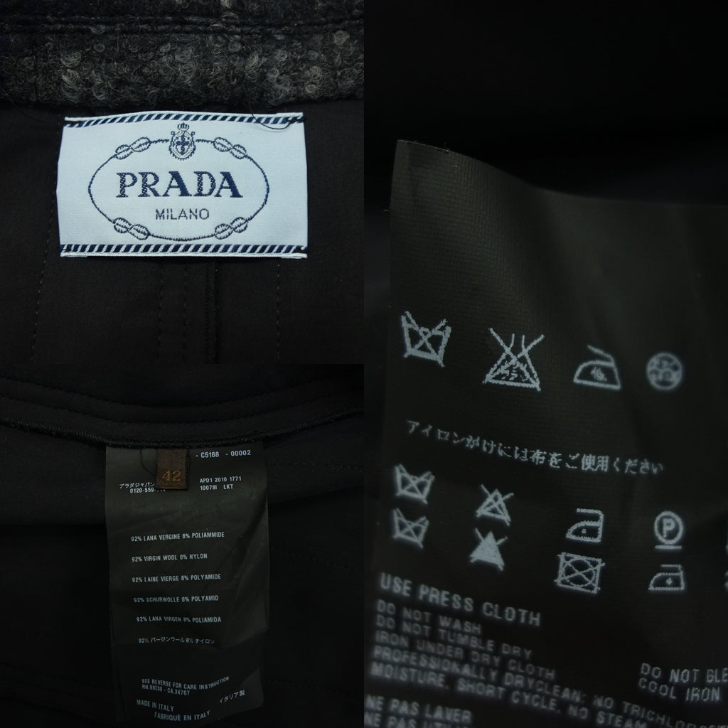 プラダ スーツ セットアップ ウール レディース グレー サイズ42 PRADA【AFB54】【中古】