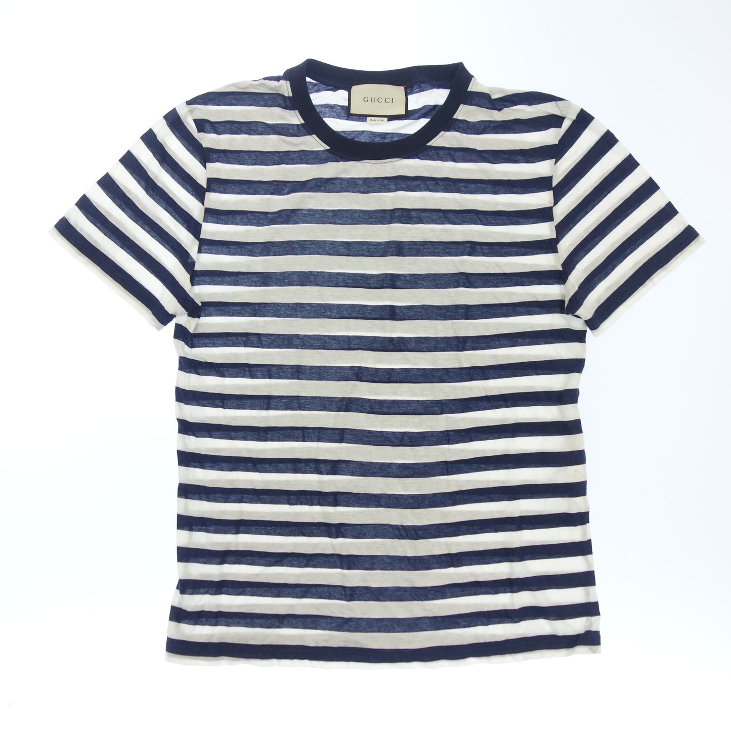 グッチ ボーダーTシャツ 16SS コットン&シルク 431142-X7445 メンズ S 青×白 GUCCI【AFB48】【中古】