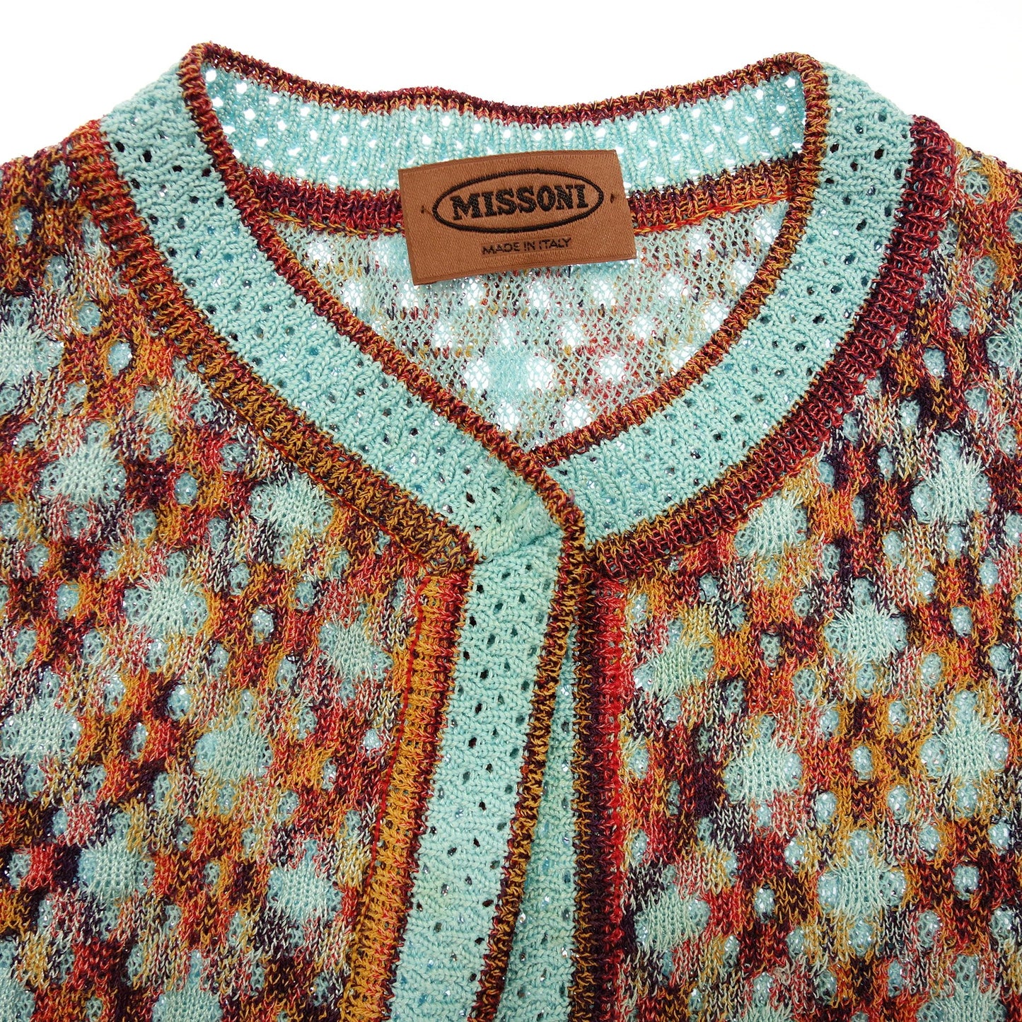 中古◆ミッソーニ ニットカーディガン 総柄 レディース 46 マルチカラー MISSONI【AFB5】