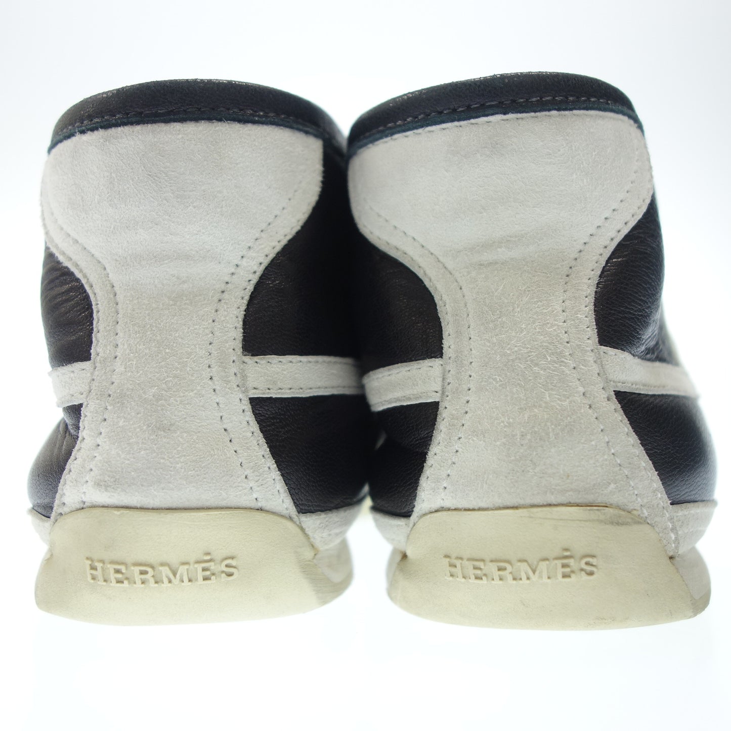 エルメス レザースニーカー バイカラー ハイカット Hロゴ メンズ 40 黒 HERMES【AFC10】【中古】