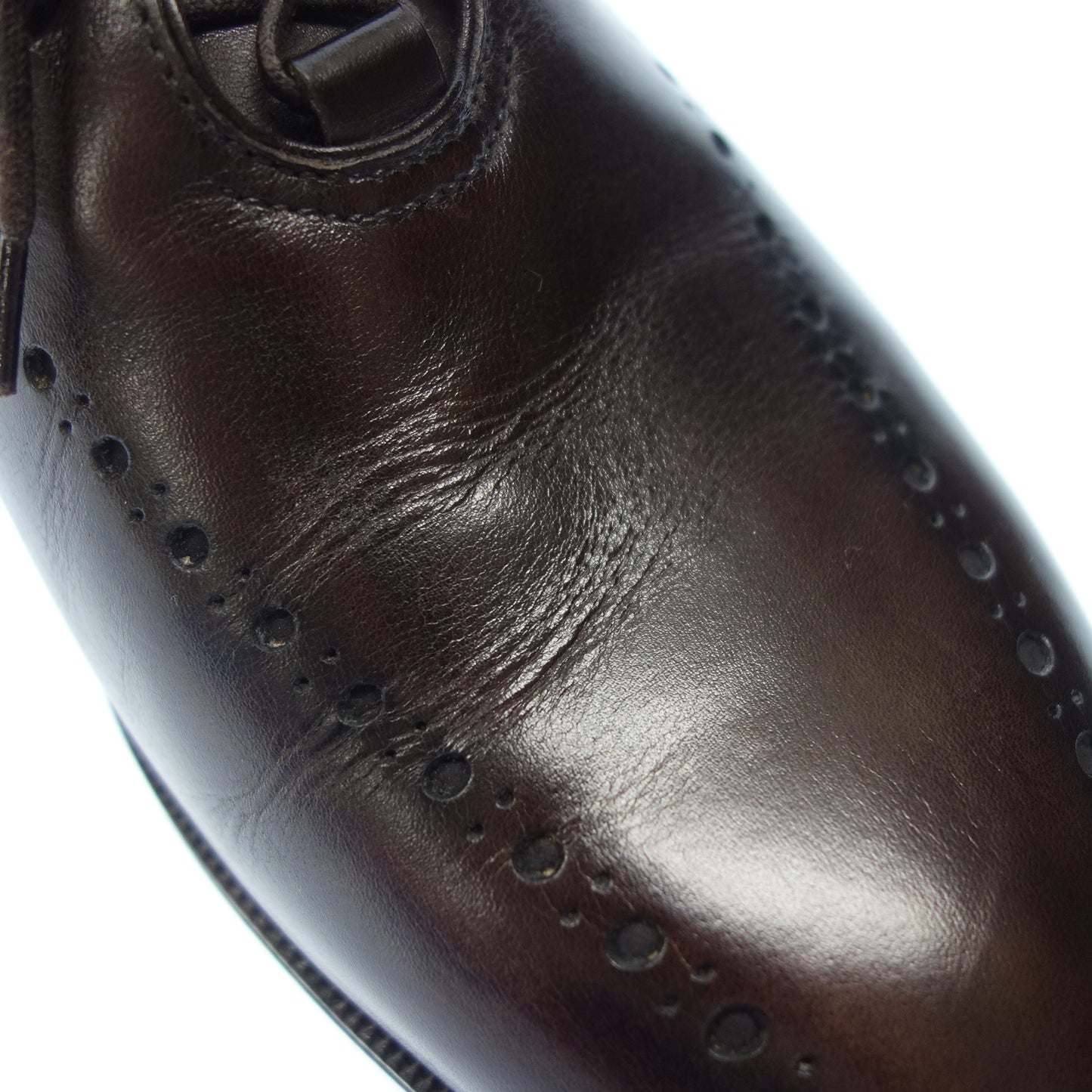 美品◆ベルルッティ レースアップレザーシューズ パンチング プレーントゥ メンズ ブラウン サイズ7.5 Berluti【AFC44】
