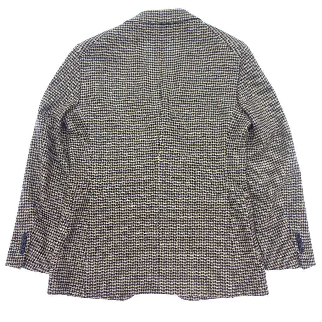 美品◆タリアトーレ ハウンドトゥース ジャケット モンテカルロ ウール×シルク メンズ サイズ48 グレー&ブルー系 TAGLIATORE【AFB5】