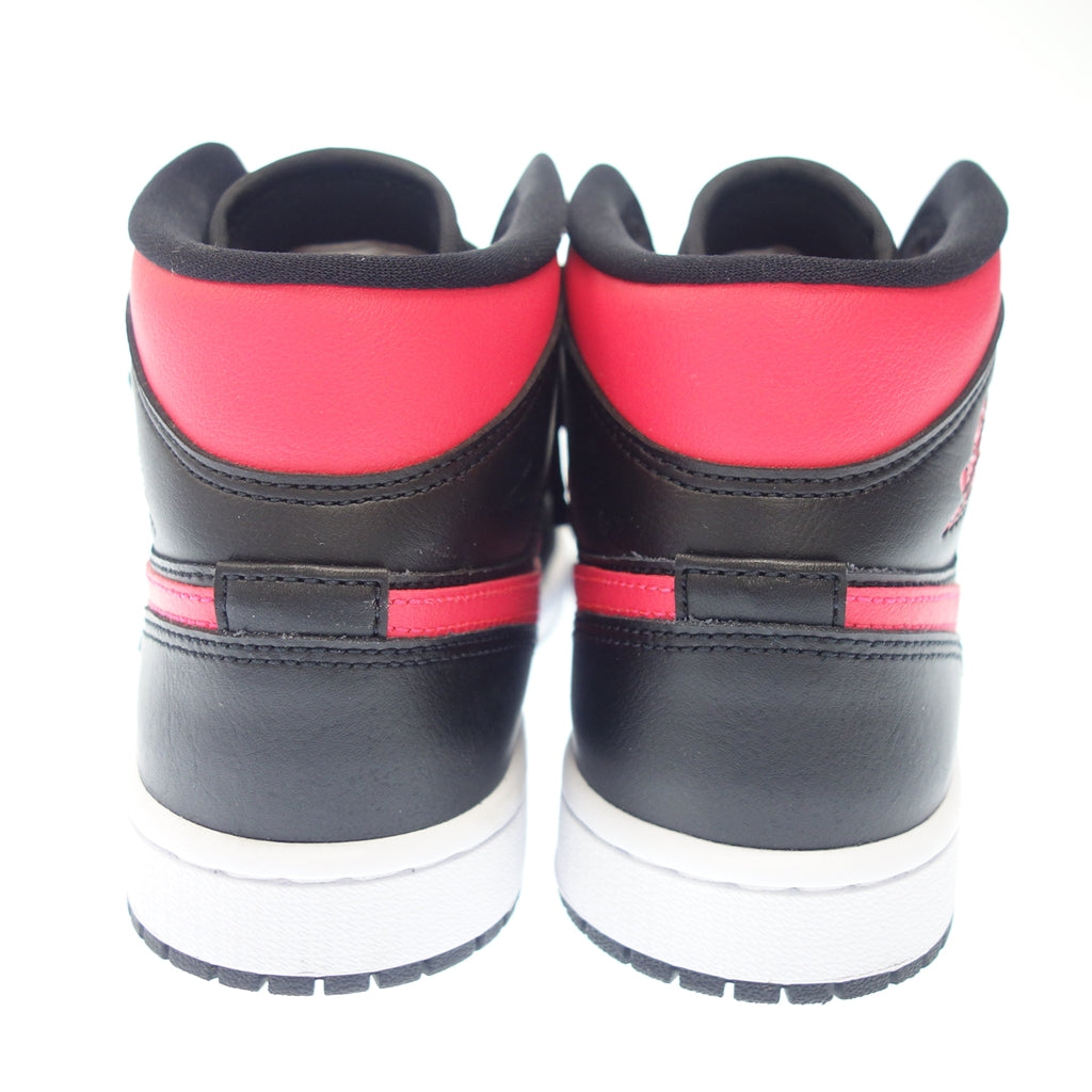 極美品◆ナイキ スニーカー BQ6472 004 エアジョーダン 1 ミッド レディース 23.5 ブラック×ピンク NIKE【AFD6】