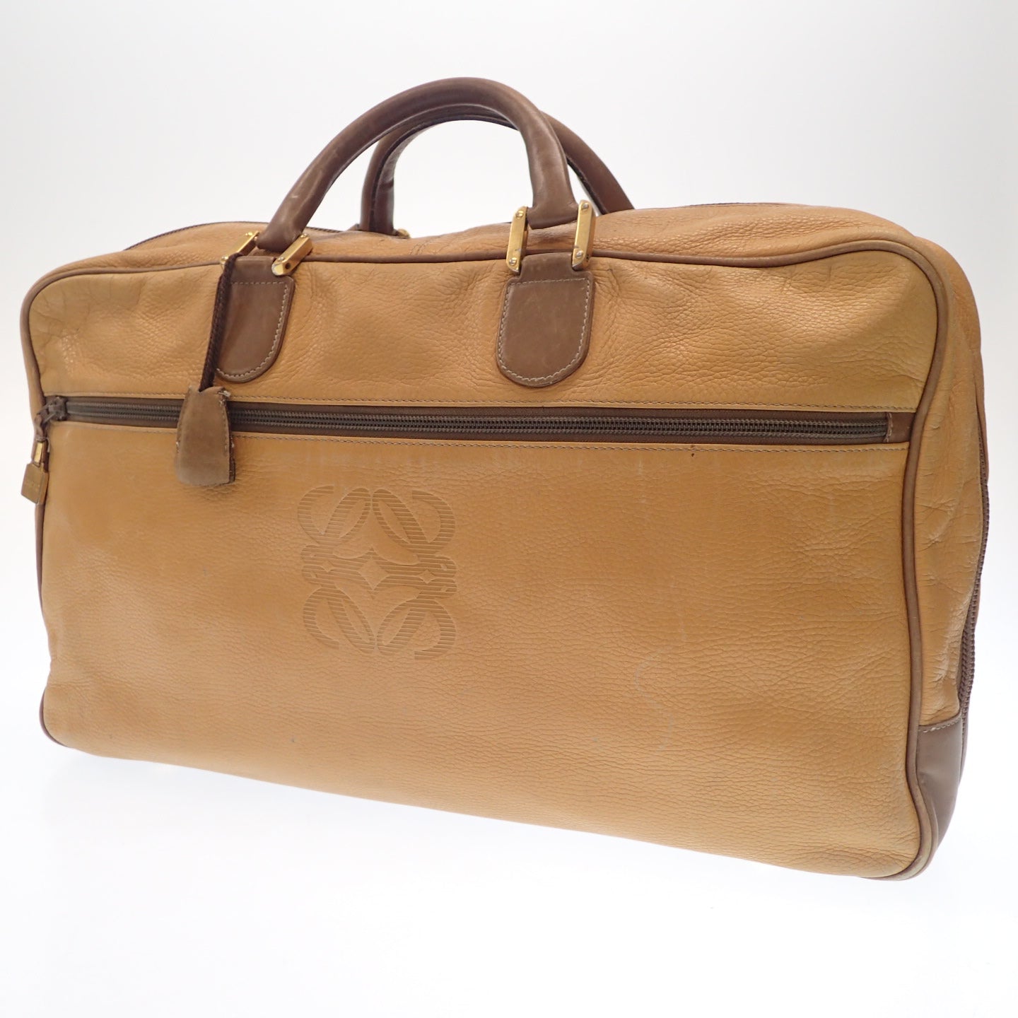 ロエベ ミニボストンバッグ アナグラム ブラウン LOEWE【AFE8】【中古】