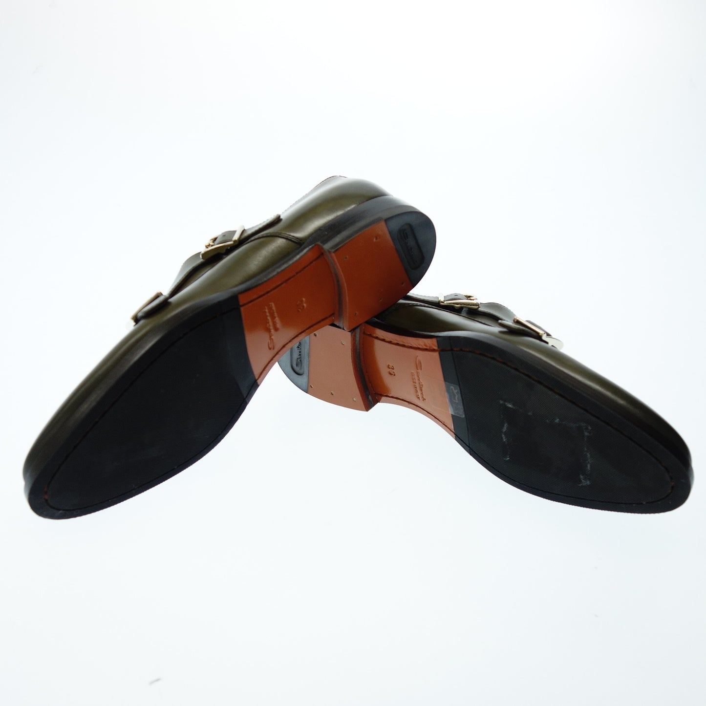 サントーニ レザーシューズ ダブルモンク 55848 レディース 36 緑 Santoni【AFC49】【中古】