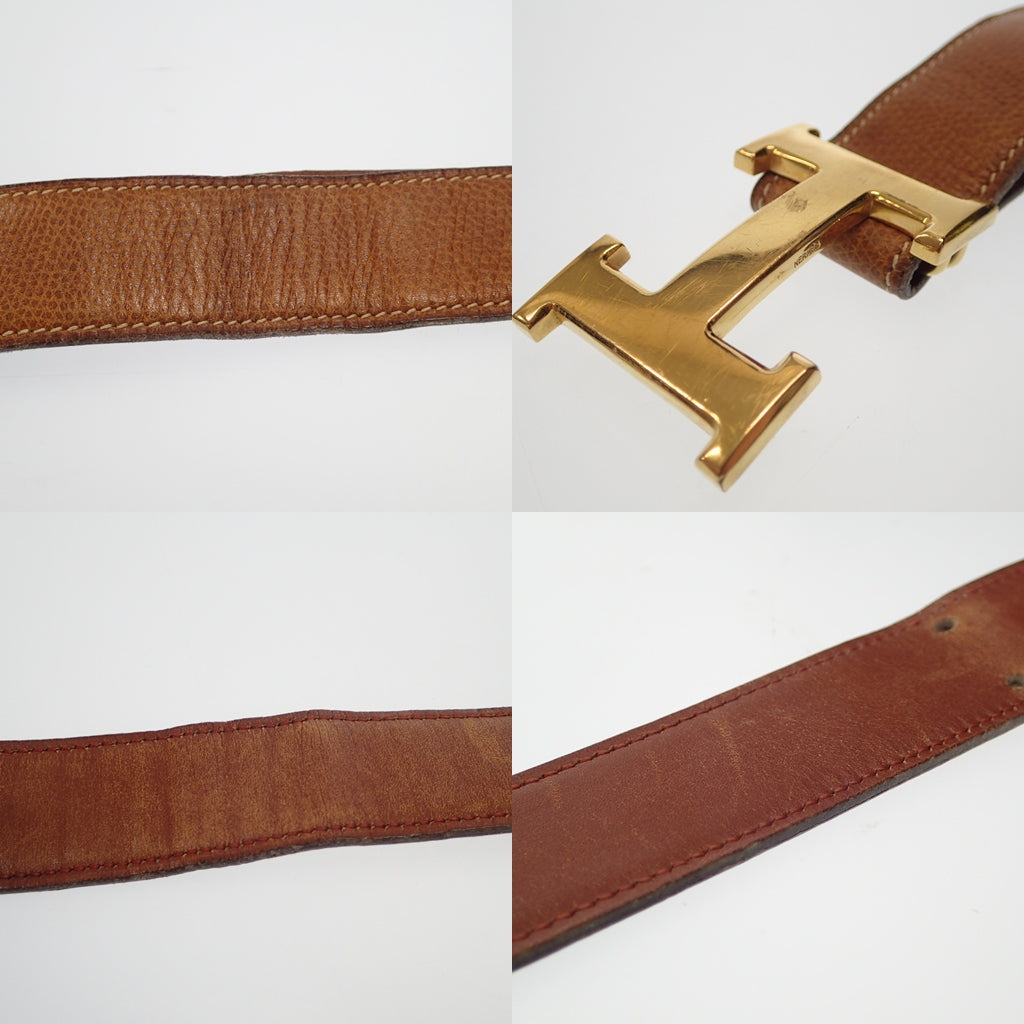 中古◆エルメス レザーベルト コンスタンス Hバックル ゴールド金具 〇F刻 HERMES【AFI5】