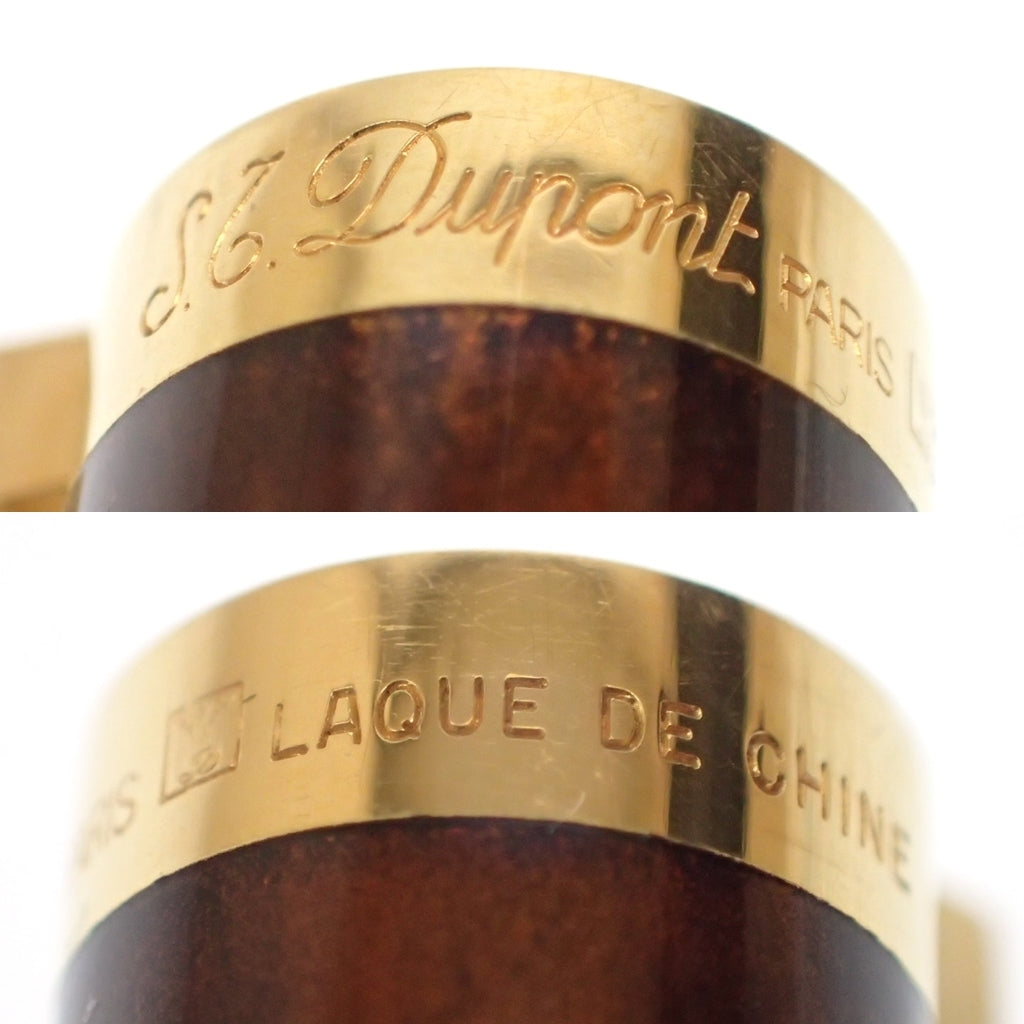 美品◆エステーデュポン 万年筆 ペン先18ct750 茶×ゴールド 箱付き S.T.Dupont【AFI18】