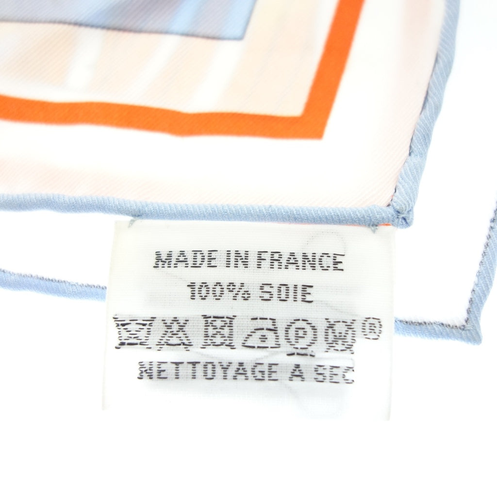 美品◆エルメス スカーフ カレ70 Ex-Libris Atlantis エクスリブリス アトランティス シルク ブルー×オレンジ Hermès【AFI22】