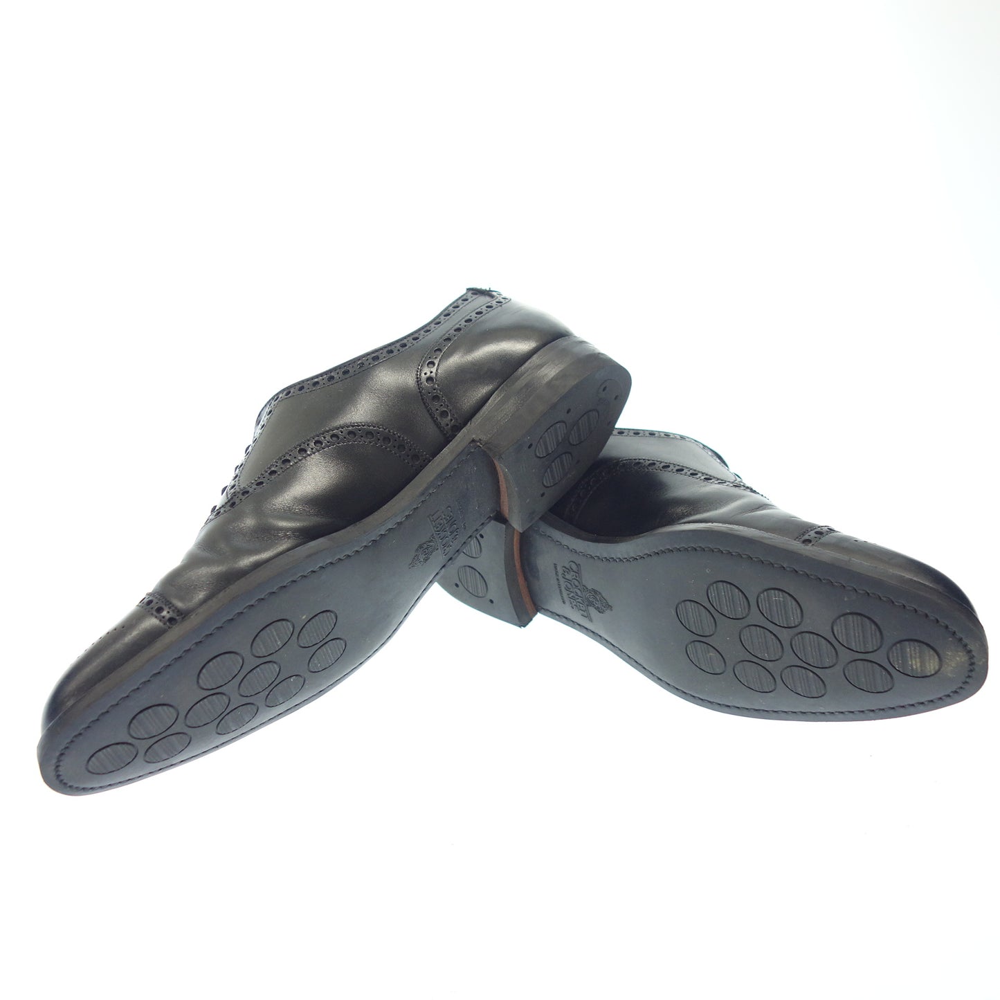 美品◆クロケット&ジョーンズ レザーシューズ セミブローグ YEOVIL メンズ 5.5E 黒 Crockett&Jones【LA】