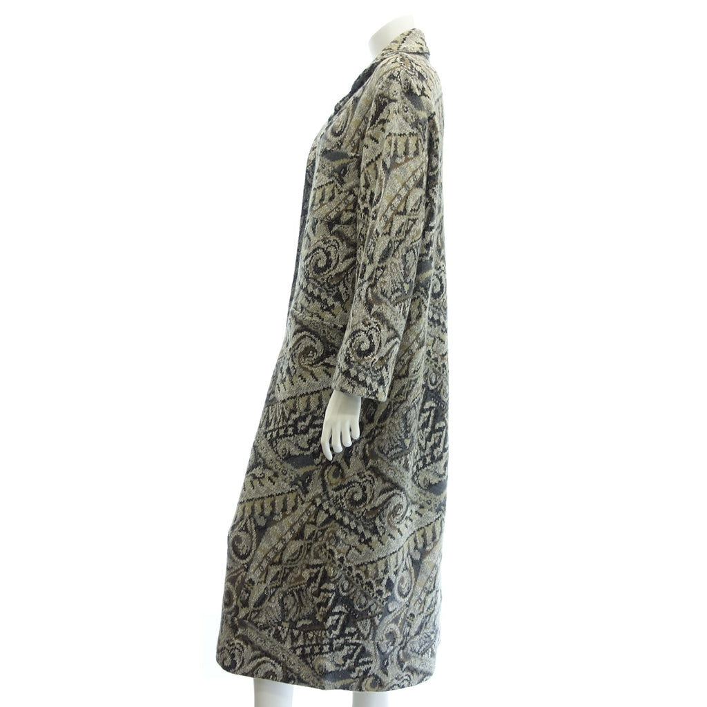 美品◆ミッソーニ ロングコート 総柄 レディース M マルチカラー MISSONI【AFA6】