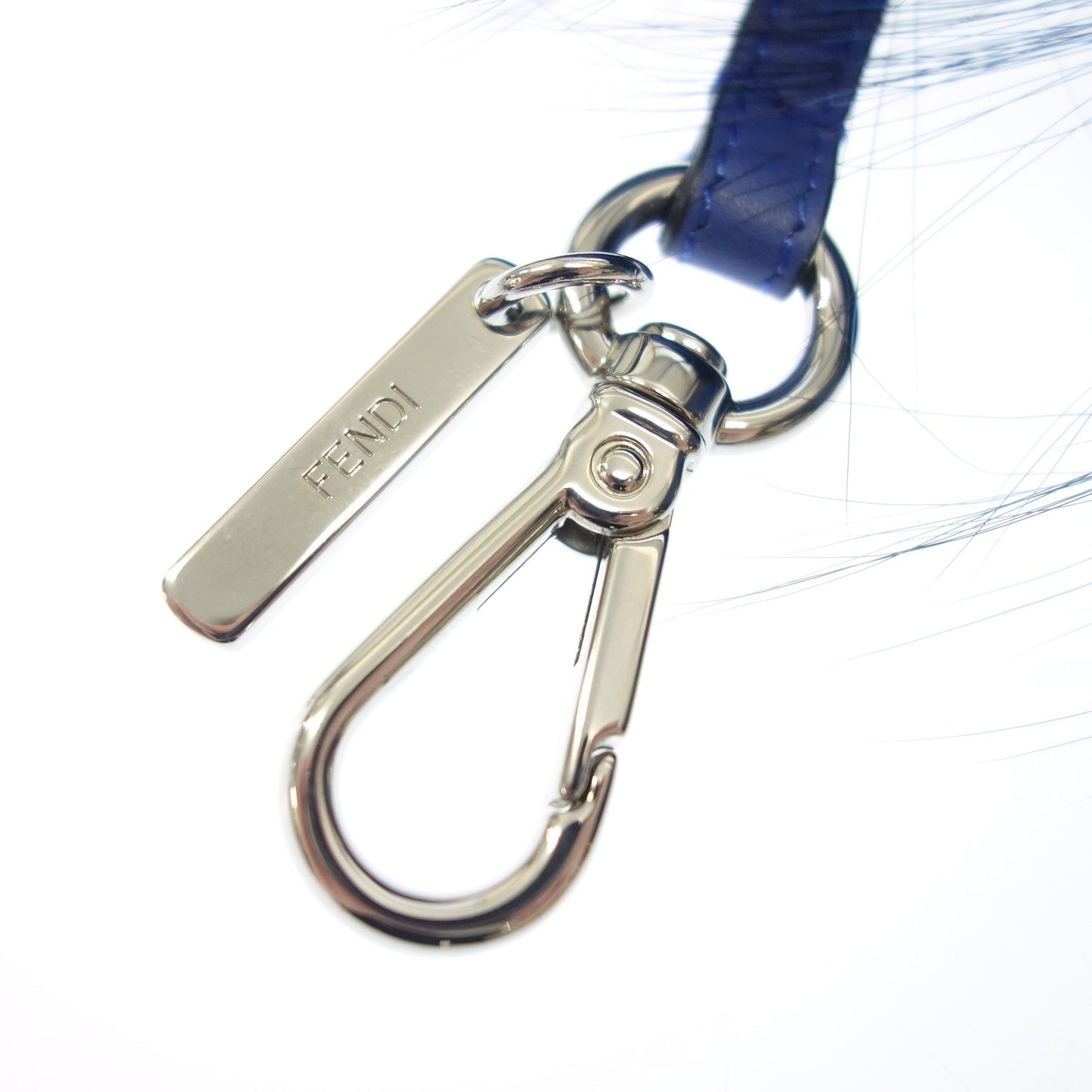 極美品◆フェンディ モンスター バッグチャーム キーホルダー ファー×レザー 青 FENDI【AFI18】