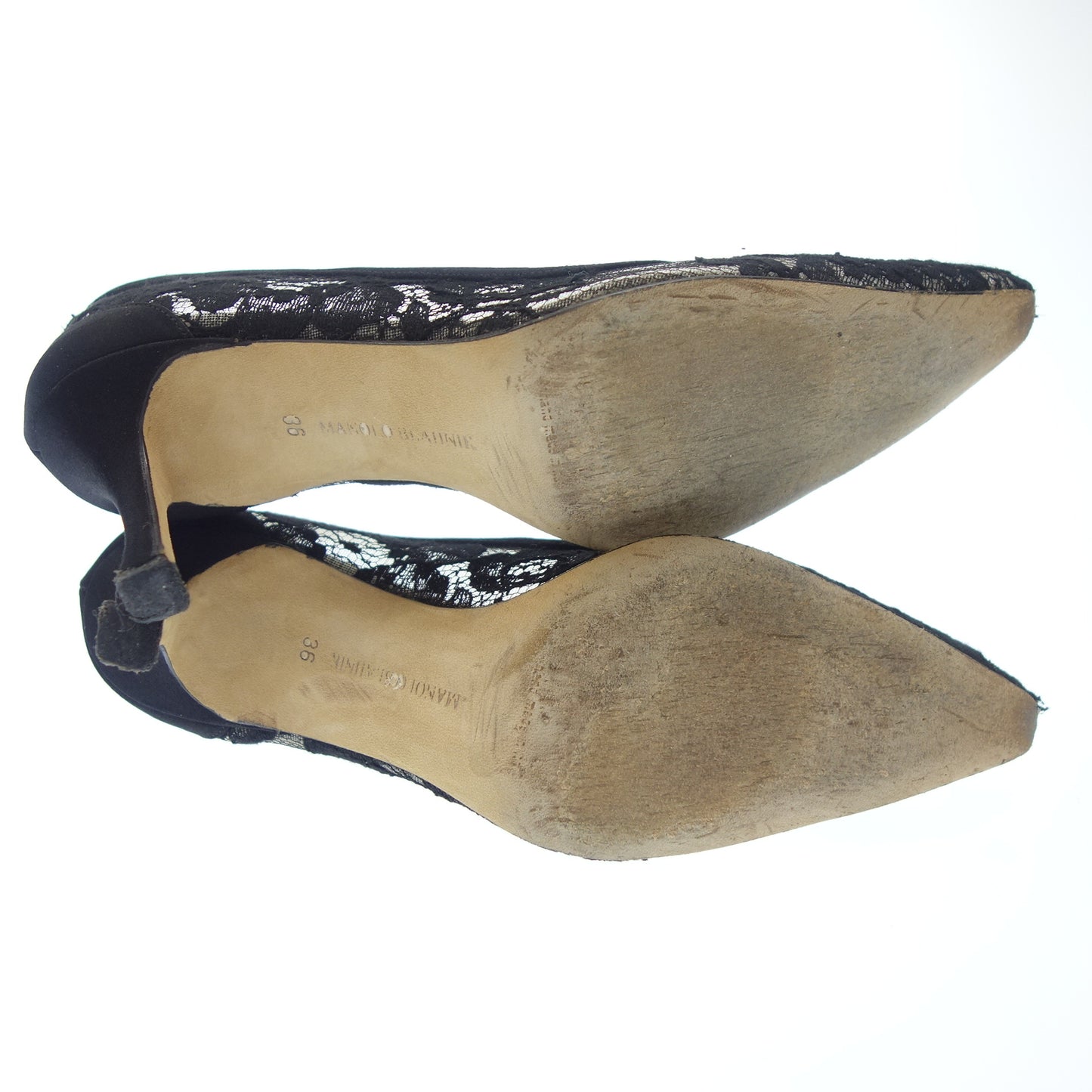 マノロブラニク ヒールパンプス レース レディース 36 黒 MANOLO BLAHNIK【AFC10】【中古】