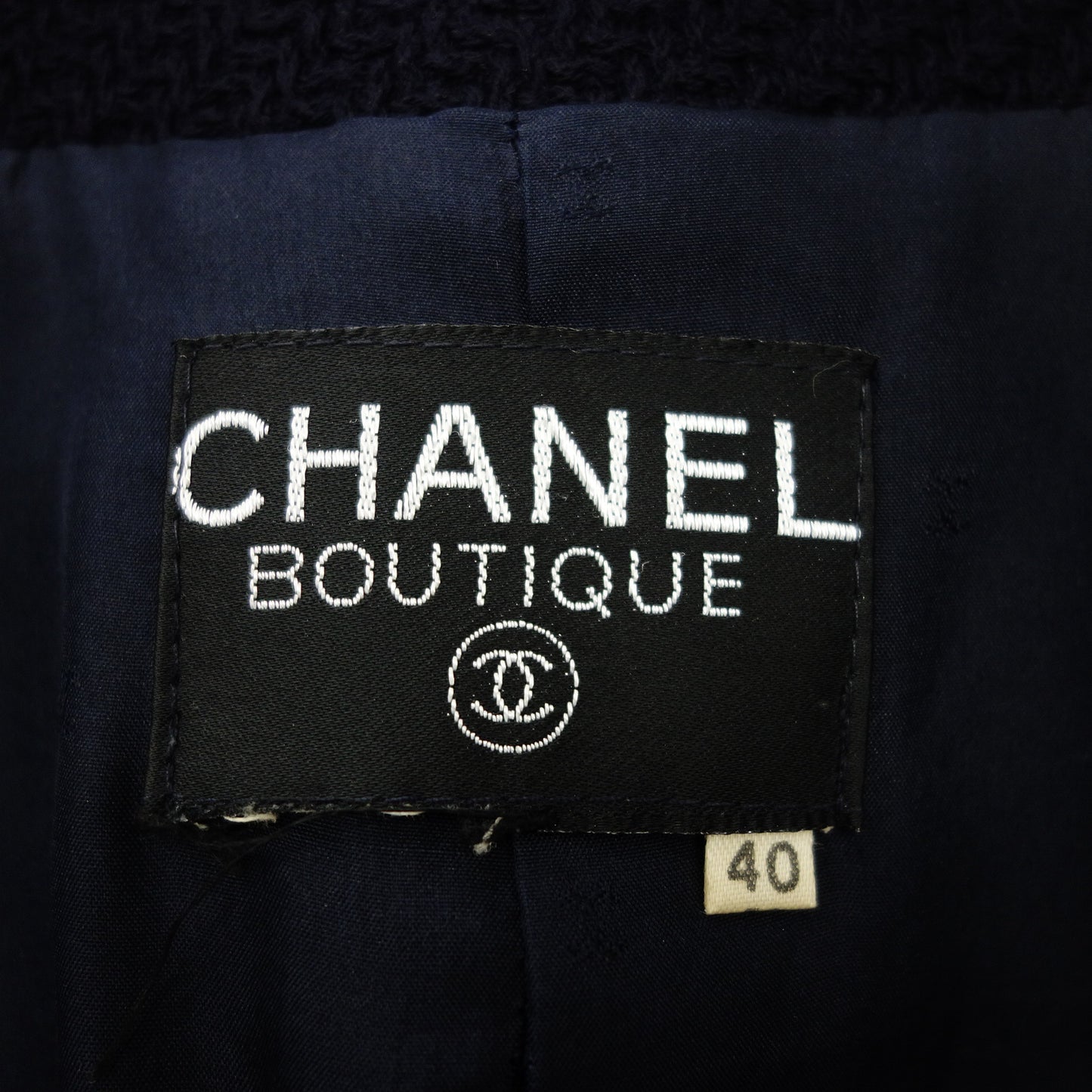 シャネル ツイード ノーカラー コート CC金ボタン 品質タグ欠損 レディース ブラック 40 CHANEL【AFA11】【中古】
