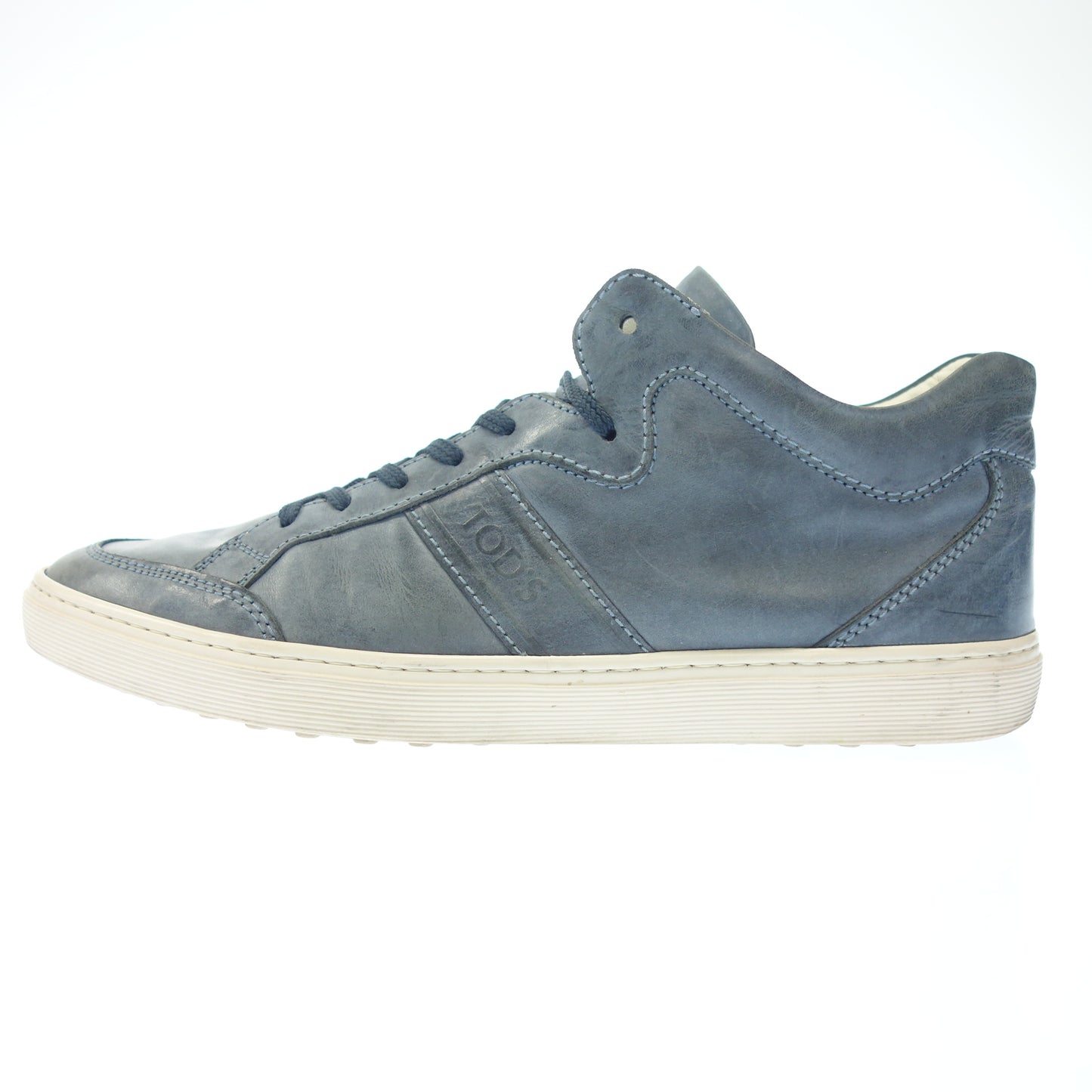 美品◆トッズ ローカットスニーカー レザー メンズ 7.5 ブルー系 TOD'S【AFC1】
