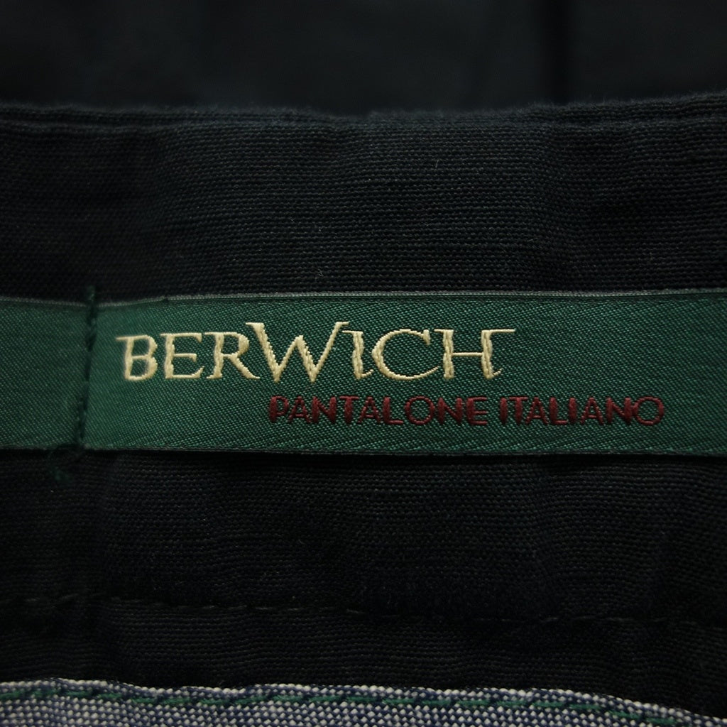美品◆ベルウィッチ サイドアジャスター パンツ コットン&リネン メンズ ブラック サイズ48 BERWICH【AFB33】