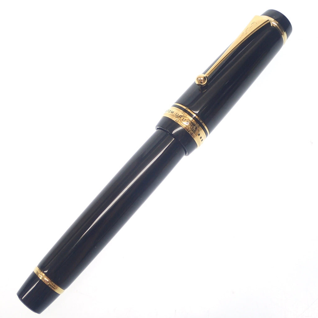 極美品◆パイロット 万年筆 カスタムウルシ 漆 PILOT CUSTOM URUSHI ペン先18K-750 30 M 黒×ゴールド【AFI2】