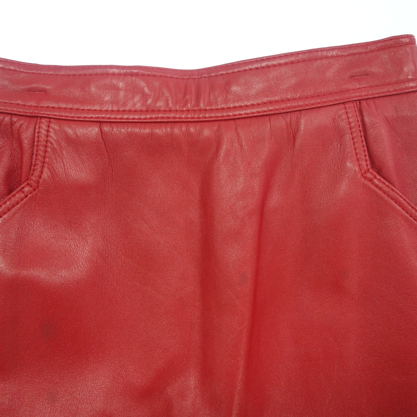 中古◆ロエベ レザースカート アナグラム ナッパレザー レディース レッド サイズ38 LOEWE【AFB42】