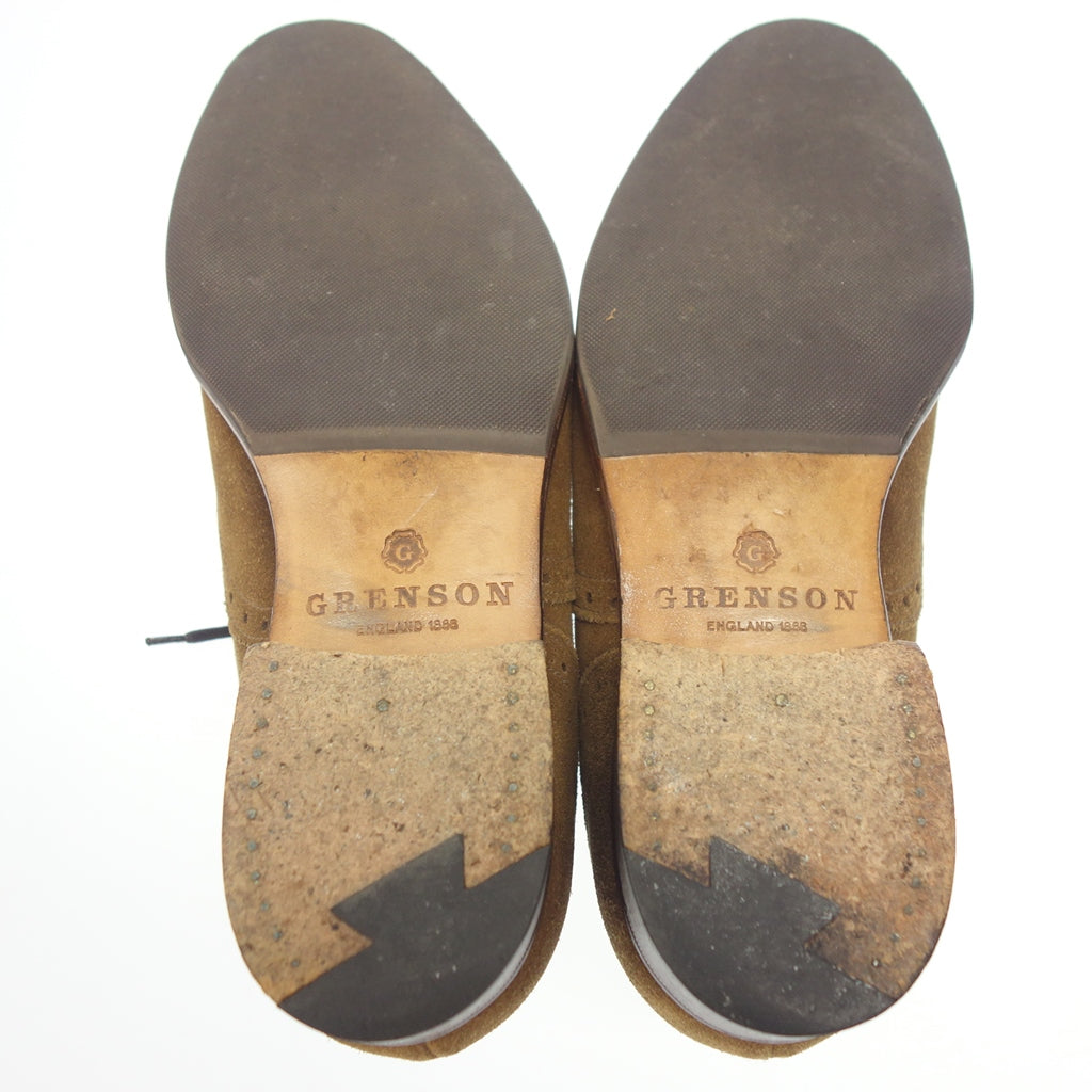 美品◆グレンソン レザーシューズ スエード 内羽根 パンチドキャップトゥ メンズ ブラウン サイズ7E Grenson【LA】